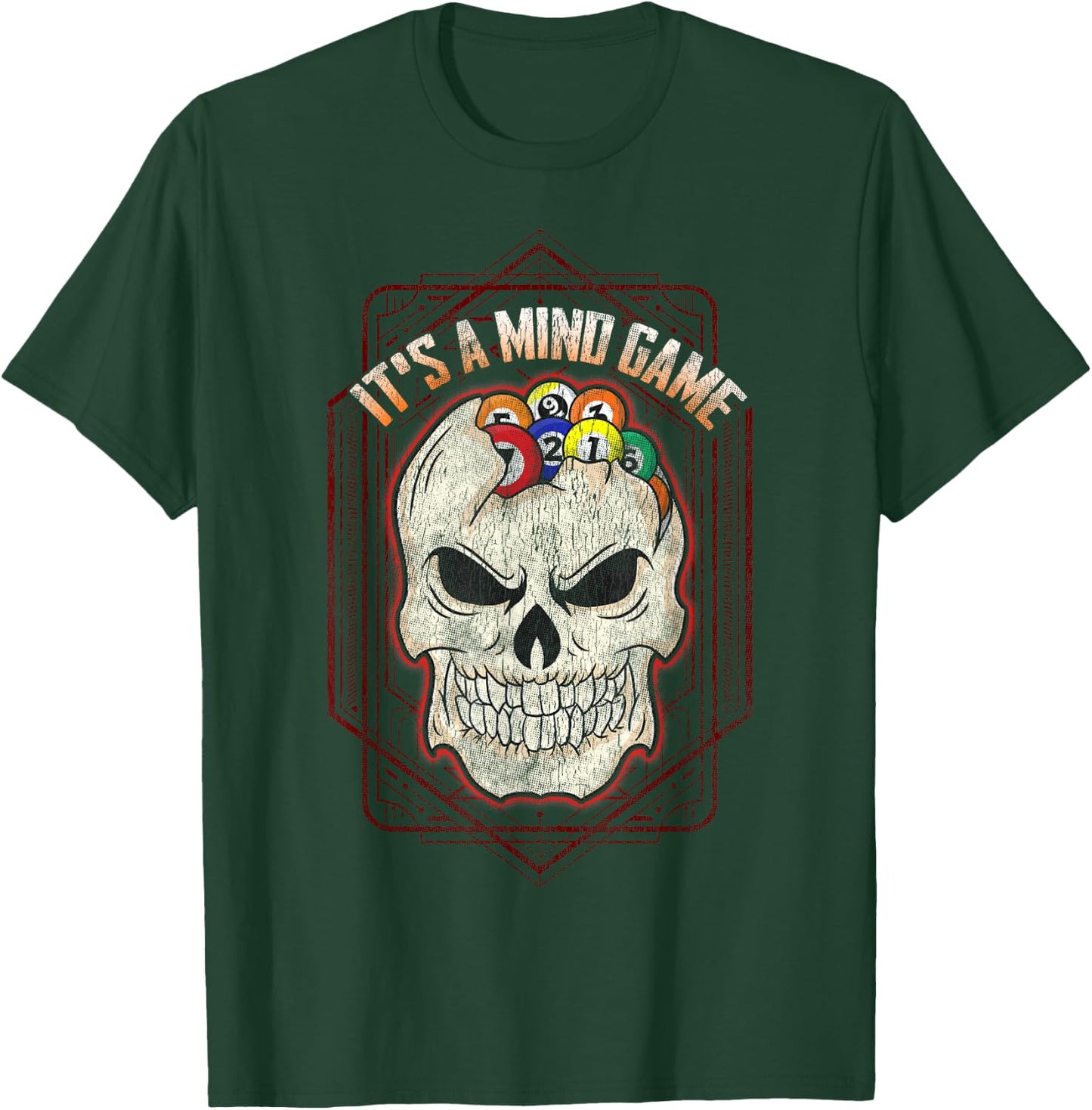 Billiards Skull Pool Balls It's a Mind Game T-Shirt - T-Shirt | Forest