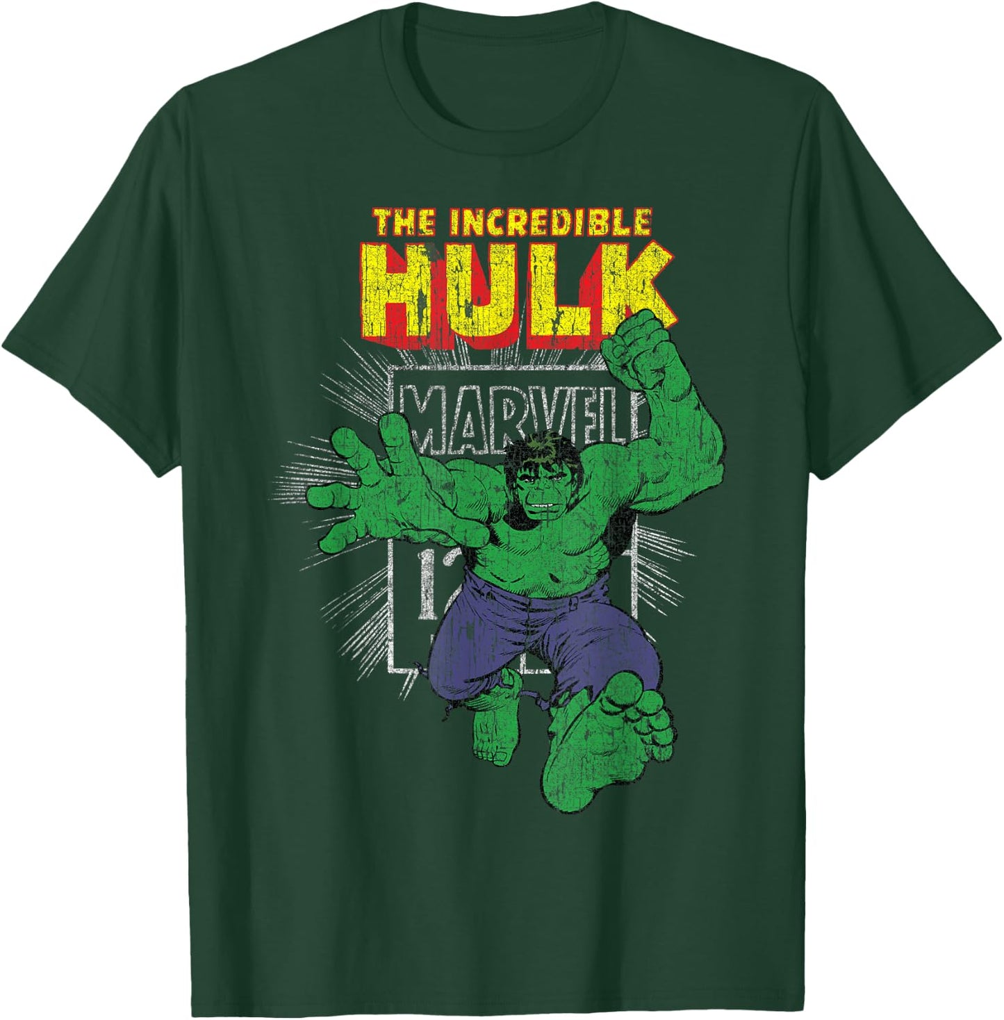 Marvel The Incredible Hulk Retro Comic Book Stamp Logo T-Shirt - T-Shirt | Forest
