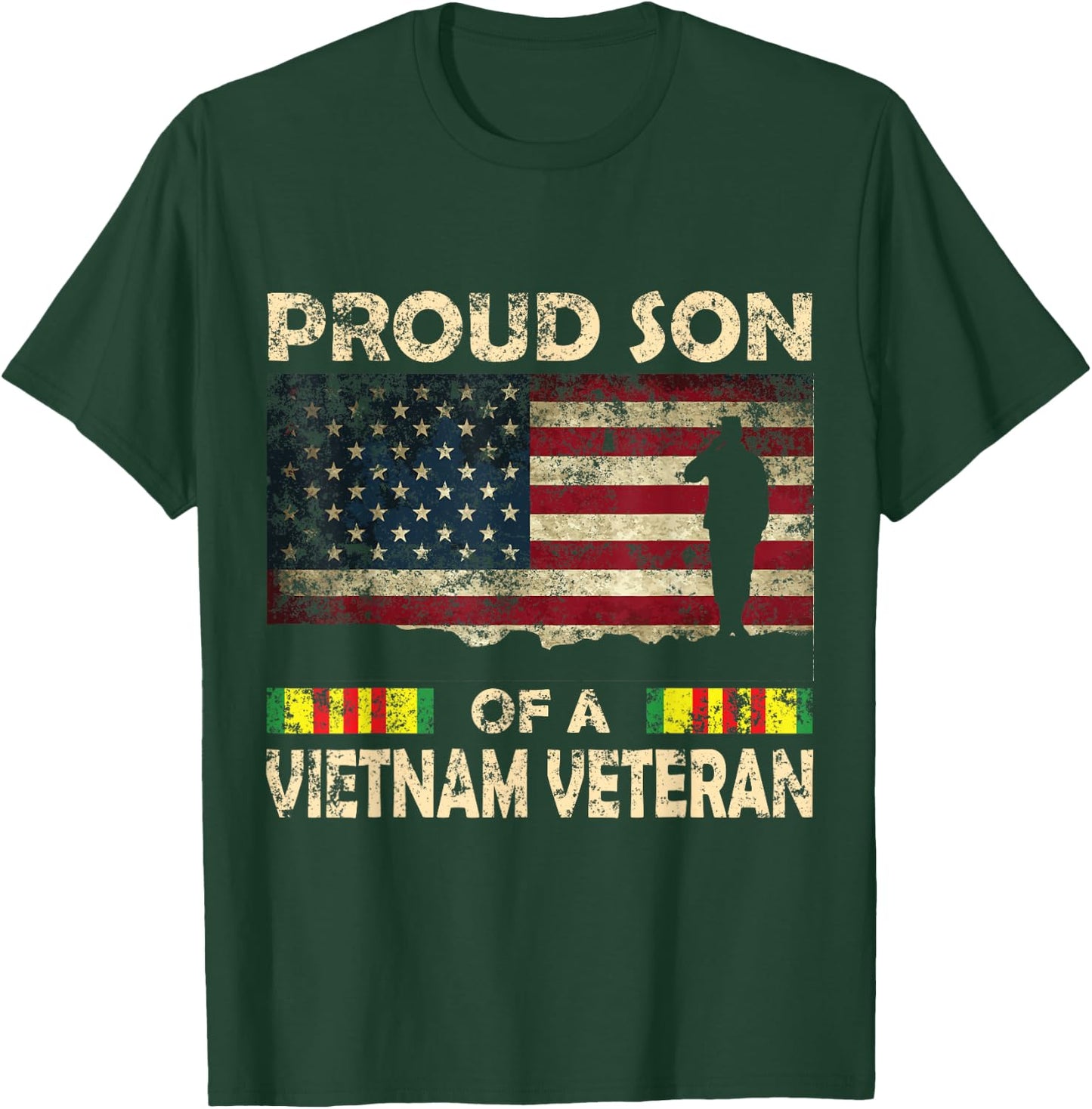Proud son of Vietnam Veteran Shirt American Flag Women Men T-Shirt - T-Shirt | Forest