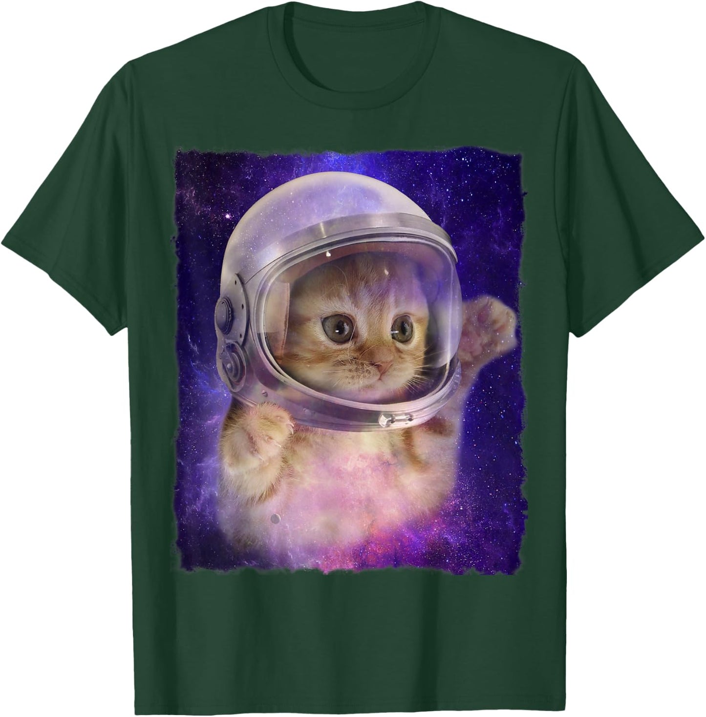 Cute Space Cat Astronaut Kitty Space Helmet Deep Space Men Women Girls Kids T-Shirt - T-Shirt | Forest