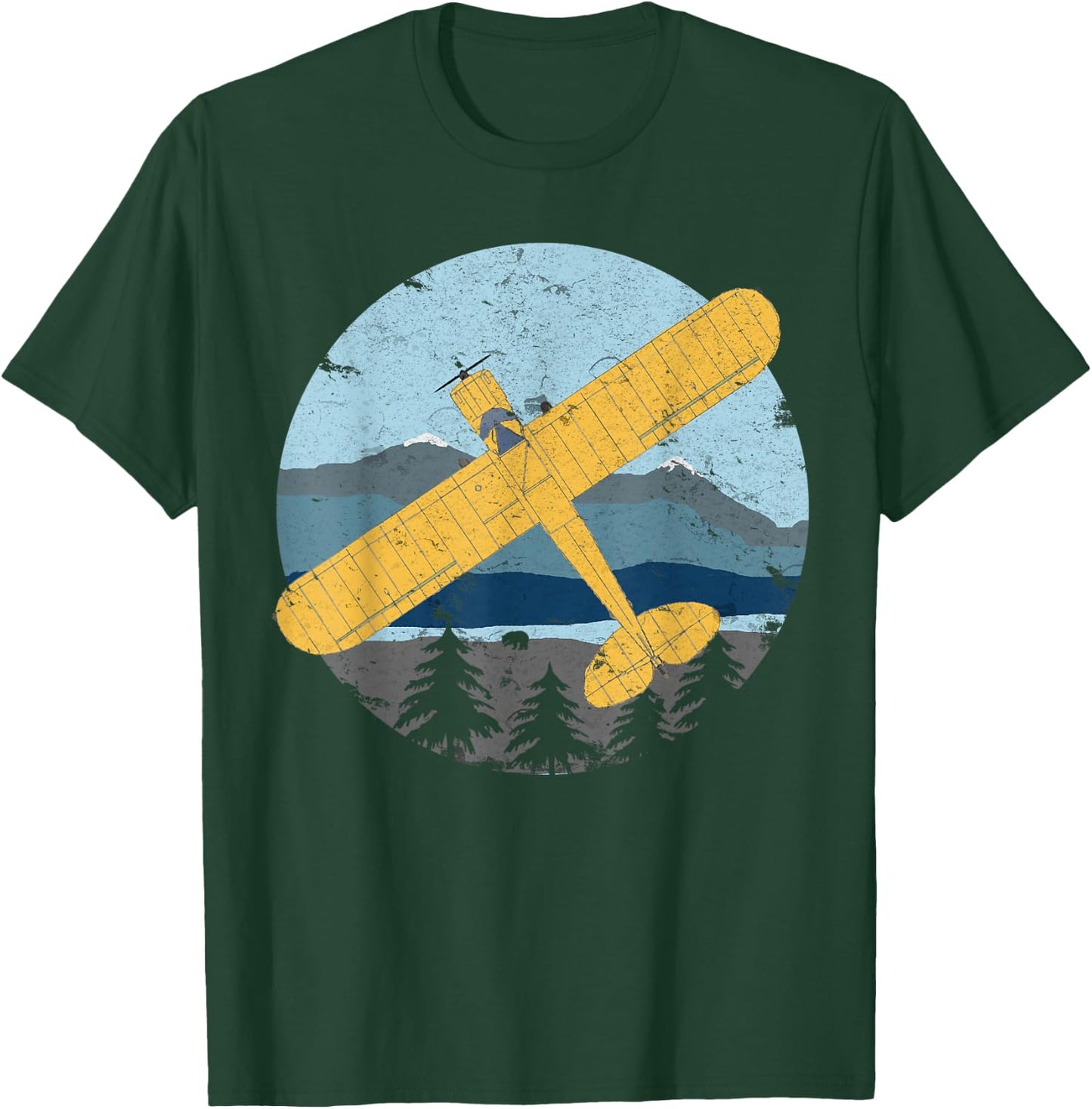 Cub Light Airplane Vintage Retro Bushflying Pilot T-Shirt - T-Shirt | Forest