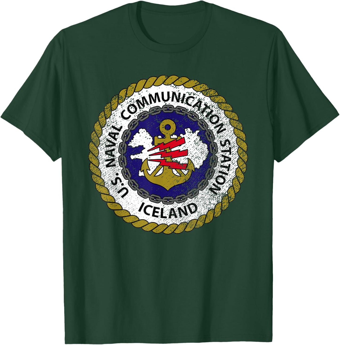 Naval Communication Station NAVCOMMSTA Keflavik Iceland T-Shirt - T-Shirt | Forest