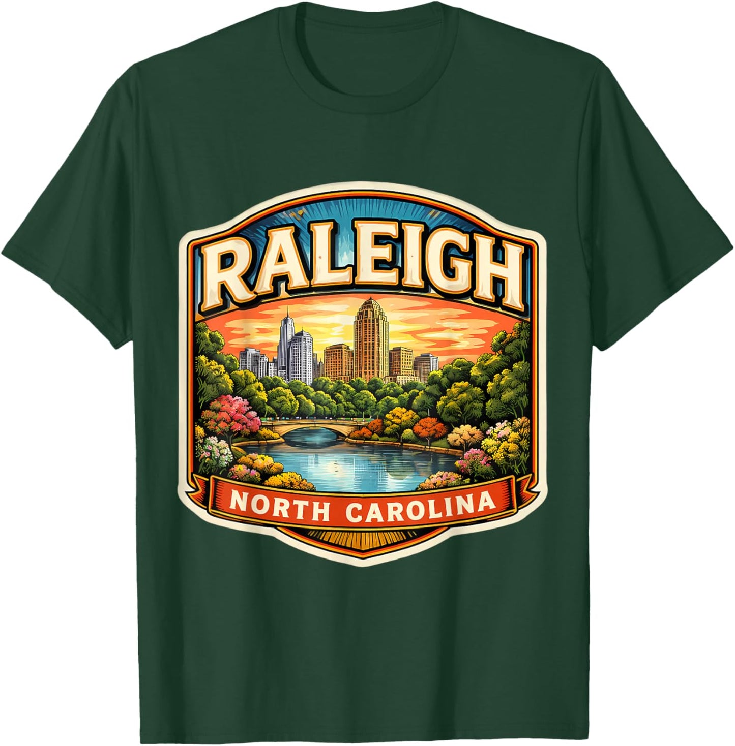 Raleigh North Carolina Souvenir City State Capital Vintage T-Shirt - T-Shirt | Forest