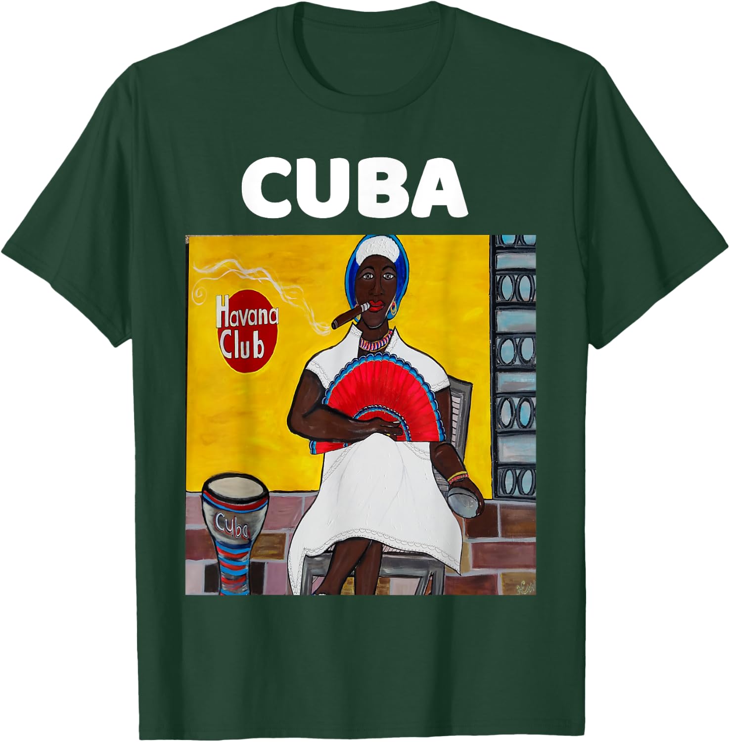 Havana Cuba Art Afro Woman Cuban Cigar Gift T-Shirt - T-Shirt | Forest