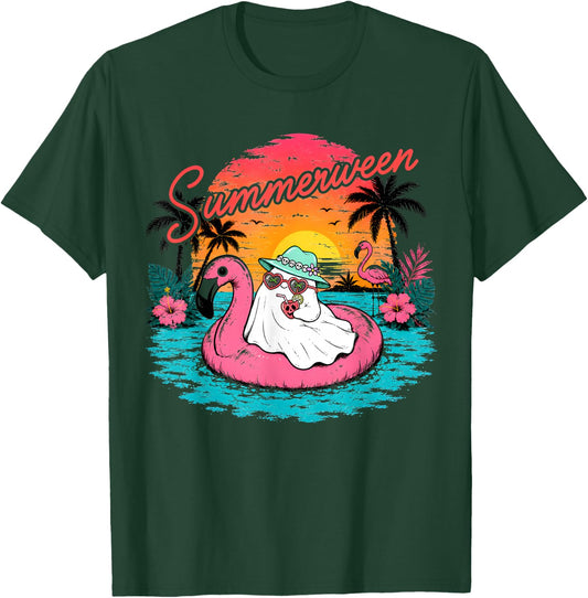 Summerween Funny Ghost Summer Halloween Vacation T-Shirt - T-Shirt | Forest