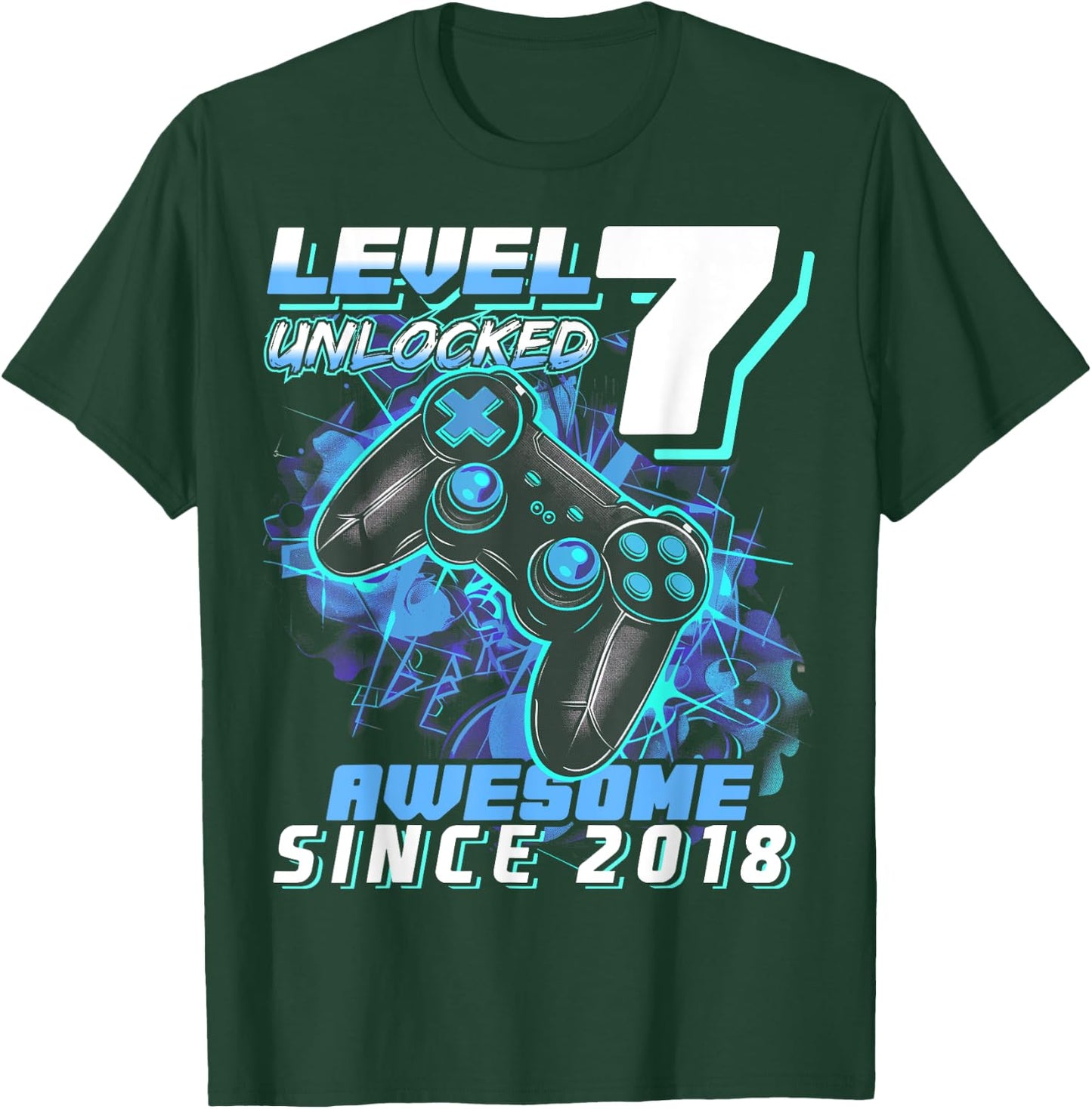 7th Birthday Boy Level 7 Gamer 7 Year Video Game Party T-Shirt - T-Shirt | Forest
