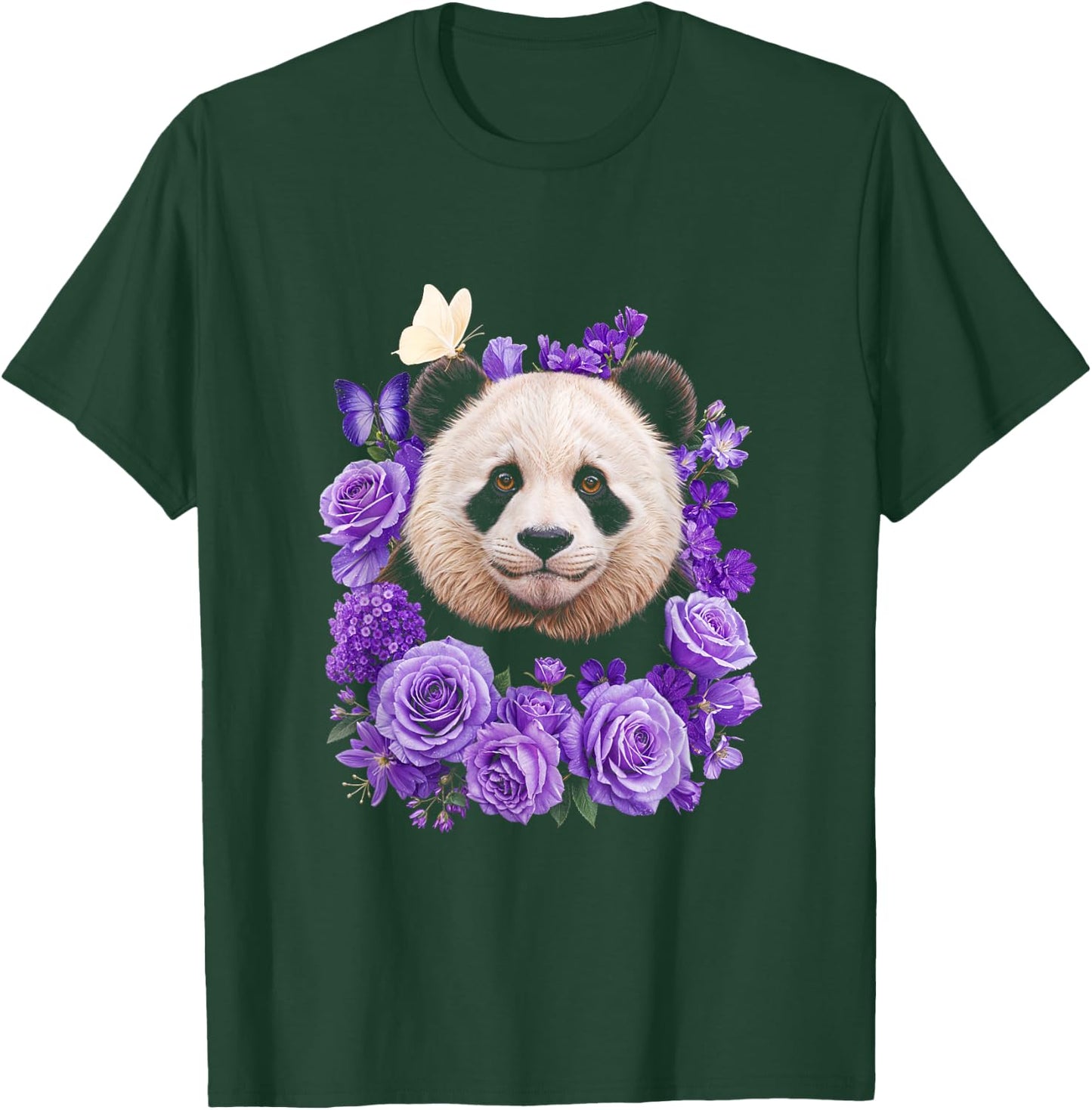 Panda Purple Flowers Animal Lovers T-Shirt - T-Shirt | Forest