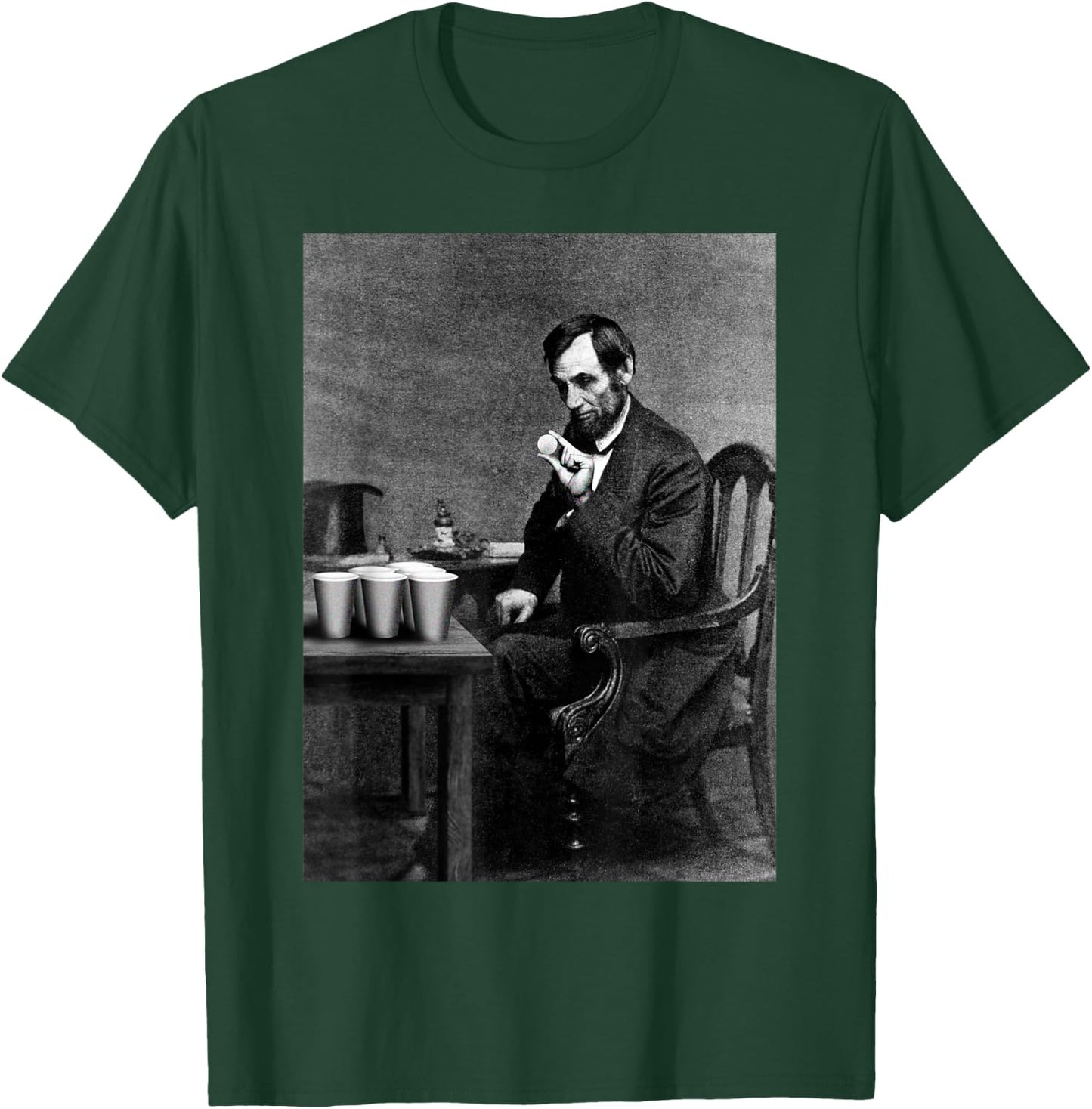 Abe Lincoln Invent's Beer Pong Old Vintage Photograph T-Shirt - T-Shirt | Forest