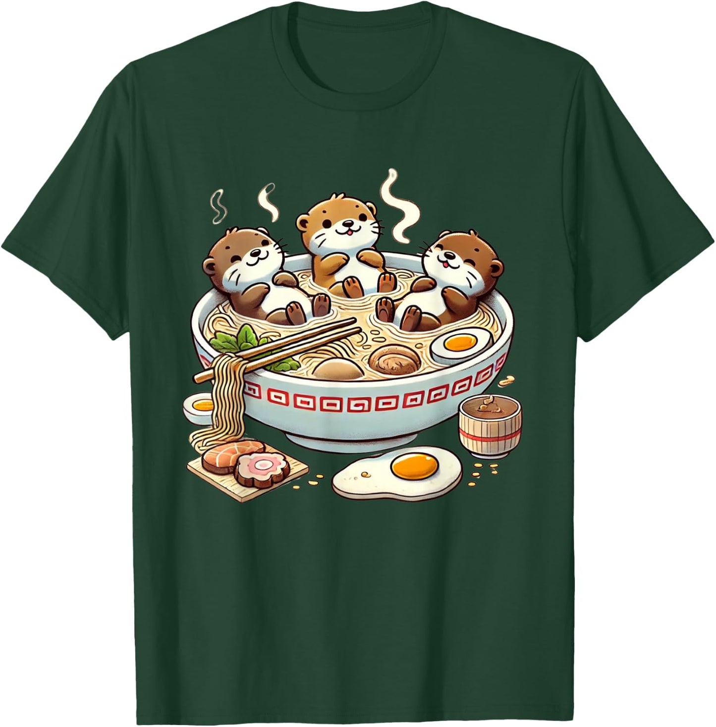 Kawaii Otter Shirt Japanese Ramen noodles Soup Otter Lover T-Shirt - T-Shirt | Forest