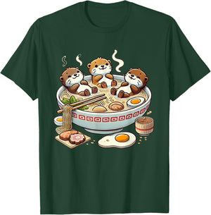 Kawaii Otter Shirt Japanese Ramen noodles Soup Otter Lover T-Shirt - T-Shirt | Forest