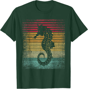 Vintage Retro Seahorse Funny 70's 80's Style Men Women Gift T-Shirt - T-Shirt | Forest