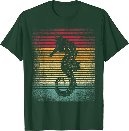 Vintage Retro Seahorse Funny 70's 80's Style Men Women Gift T-Shirt - T-Shirt | Forest