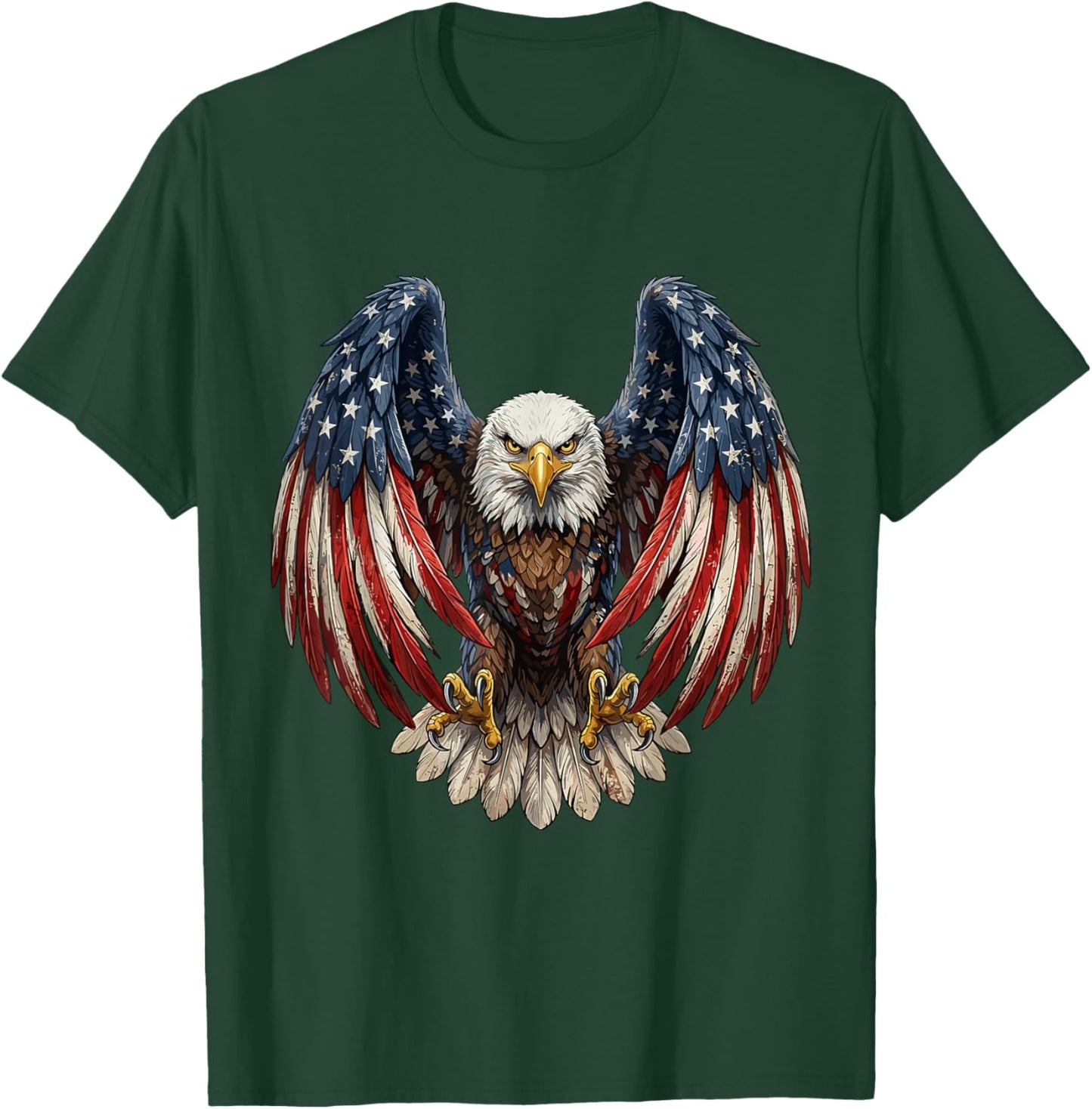 4th of July American Flag Bald Eagle USA Patriotic Men Women T-Shirt - T-Shirt | Forest