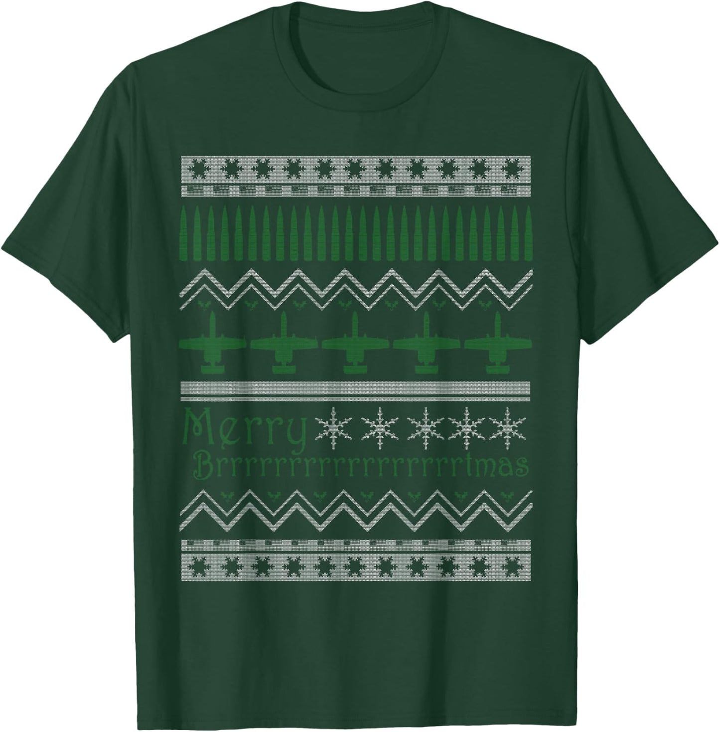 Merry Brrrrtmas A-10 Warthog Ugly Christmas Sweater T-Shirt - T-Shirt | Forest