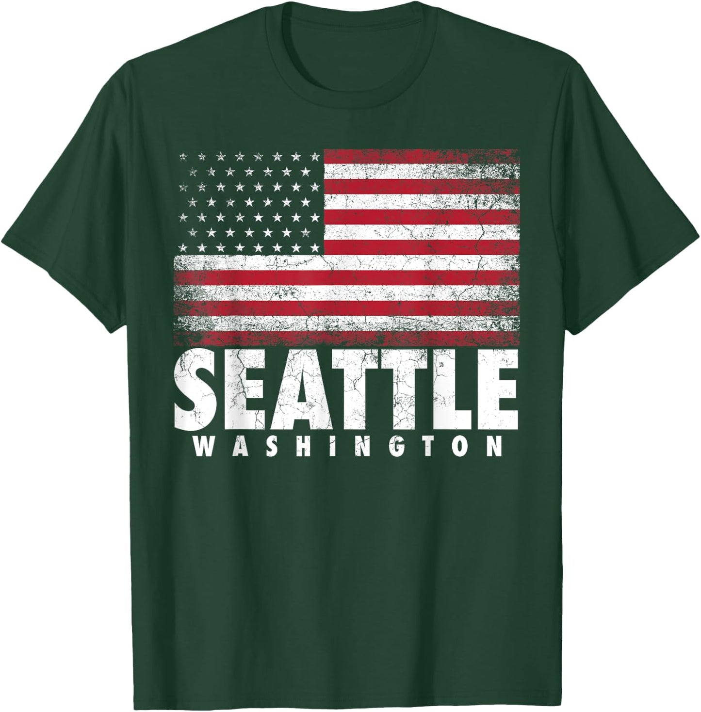 4th of July Women Seattle Washington American Flag T-Shirt - T-Shirt | Forest