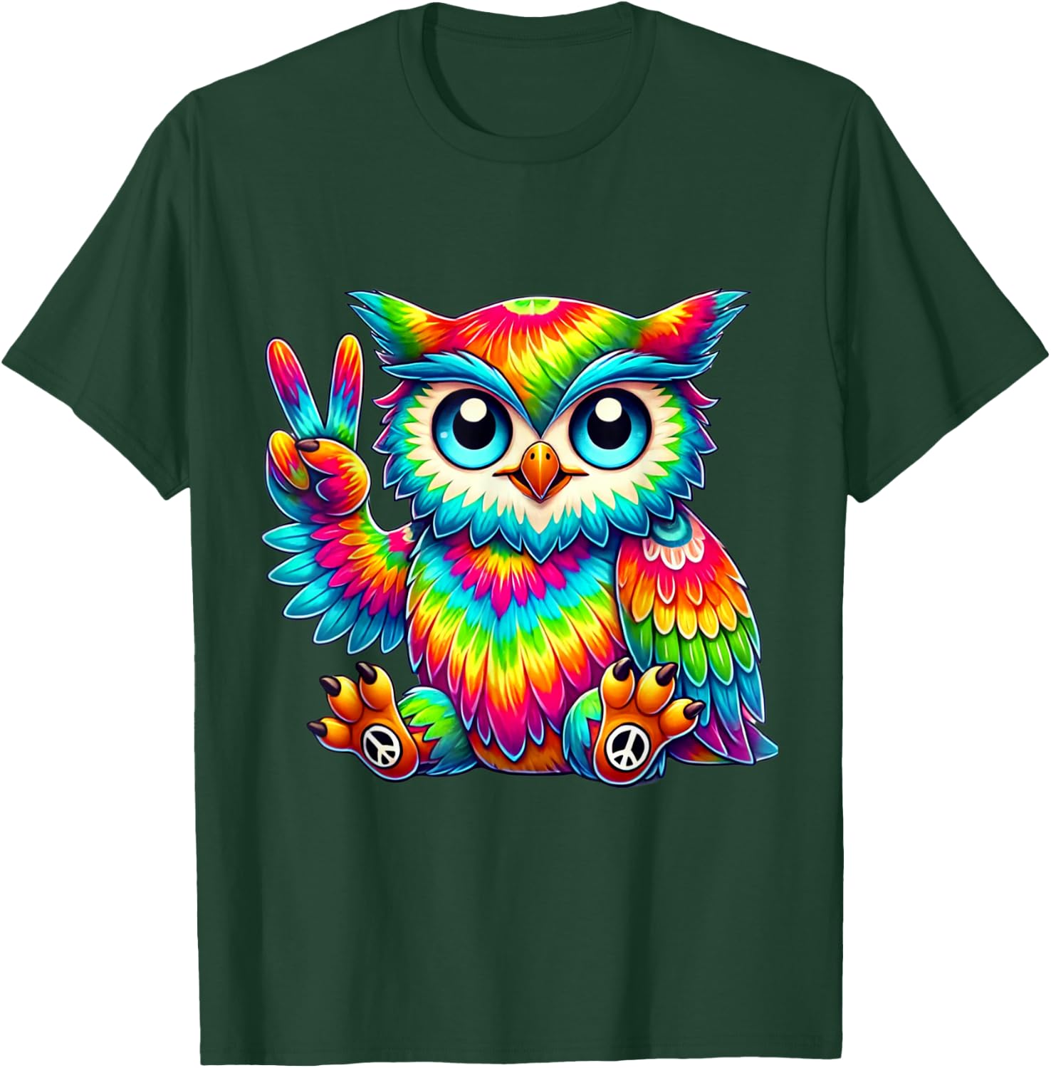 Tie-Dye Owl Peace Sign hippie T-Shirt - T-Shirt | Forest