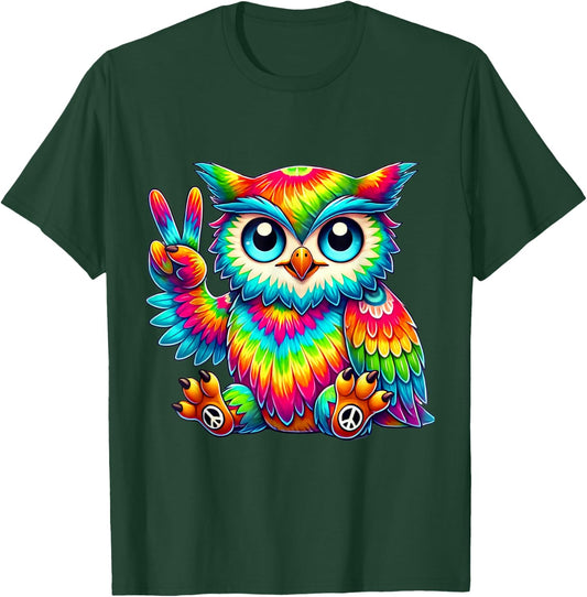 Tie-Dye Owl Peace Sign hippie T-Shirt - T-Shirt | Forest