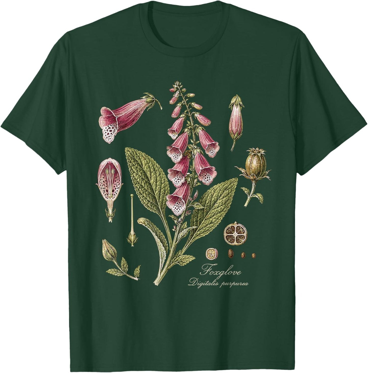 Foxglove Digitalis Purpurea Vintage Botanical T-Shirt - T-Shirt | Forest