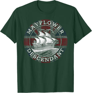 Mayflower Descendant Used Union Jack T-Shirt - T-Shirt | Forest