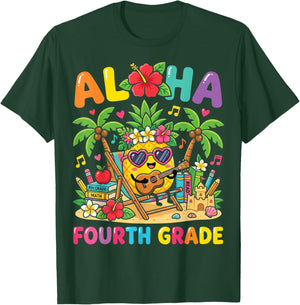 Funny Aloha 4th Grade Student First Day of School Girls Kids T-Shirt - T-Shirt | Forest