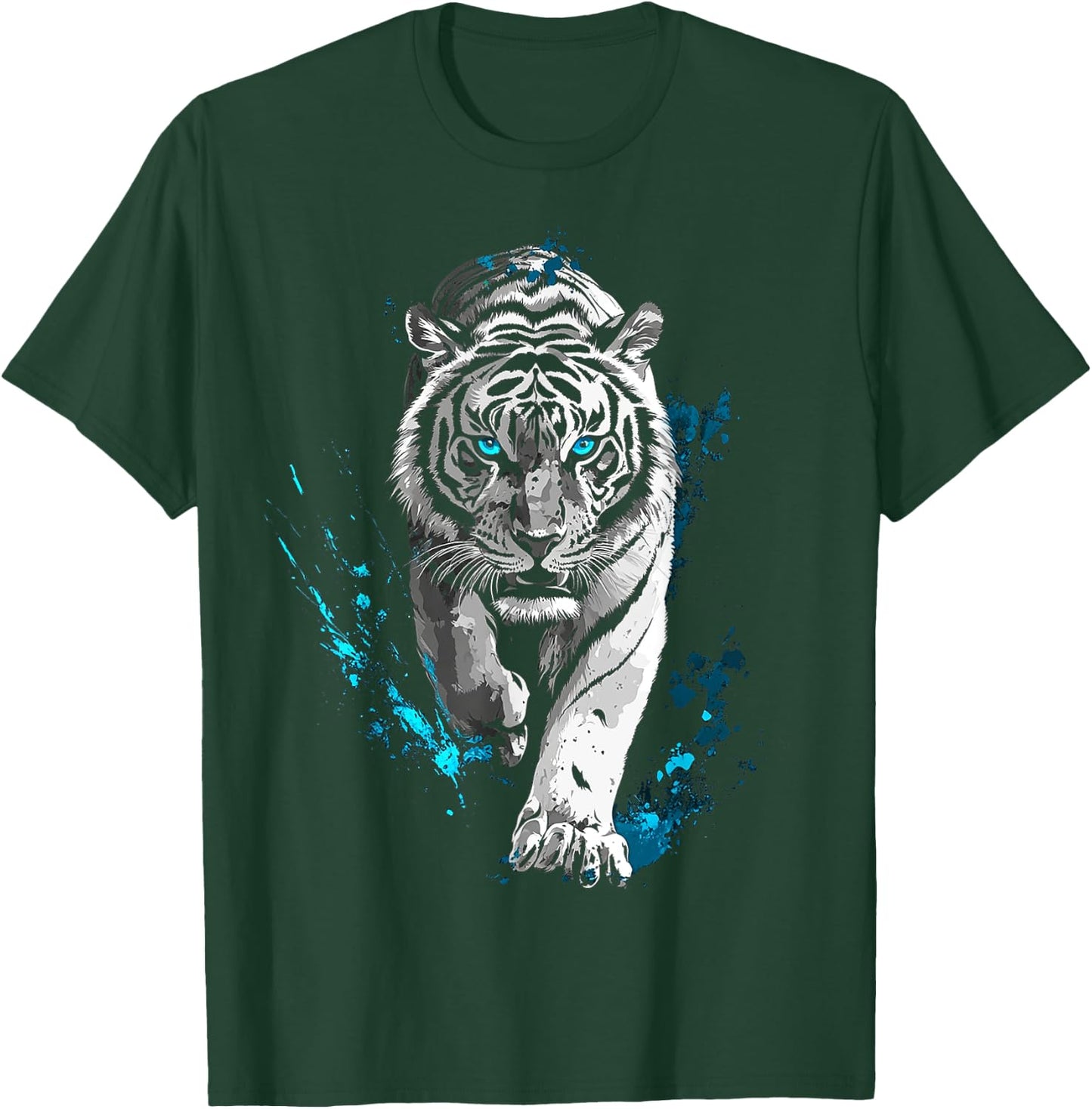 Tiger Animal Graphic Blue Eyes Art Tiger T-Shirt - T-Shirt | Forest