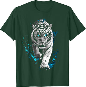 Tiger Animal Graphic Blue Eyes Art Tiger T-Shirt - T-Shirt | Forest