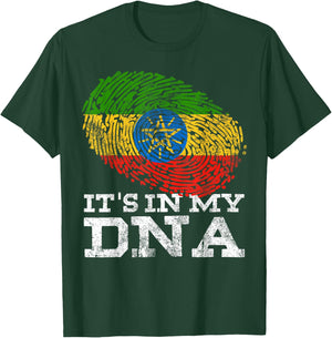It's in My DNA Ethiopian Gifts Horn of Africa Ethiopia Flag T-Shirt - T-Shirt | Forest