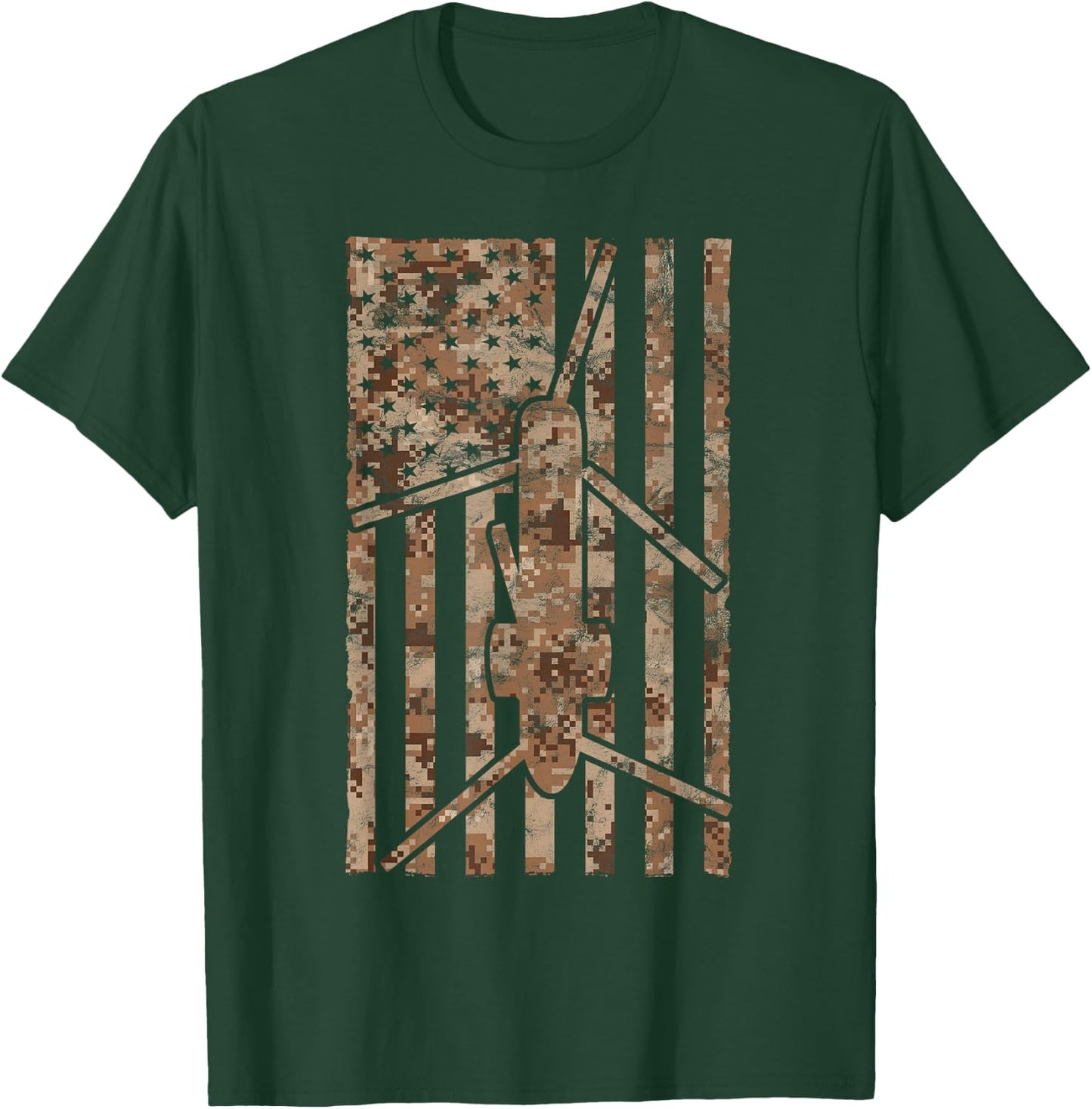 CH-46 Sea Knight Helicopter desert Camo Vintage Flag T-Shirt - T-Shirt | Forest