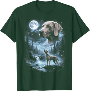 Weimaraner Howling to the Moon Retro 90's Dog T-Shirt - T-Shirt | Forest