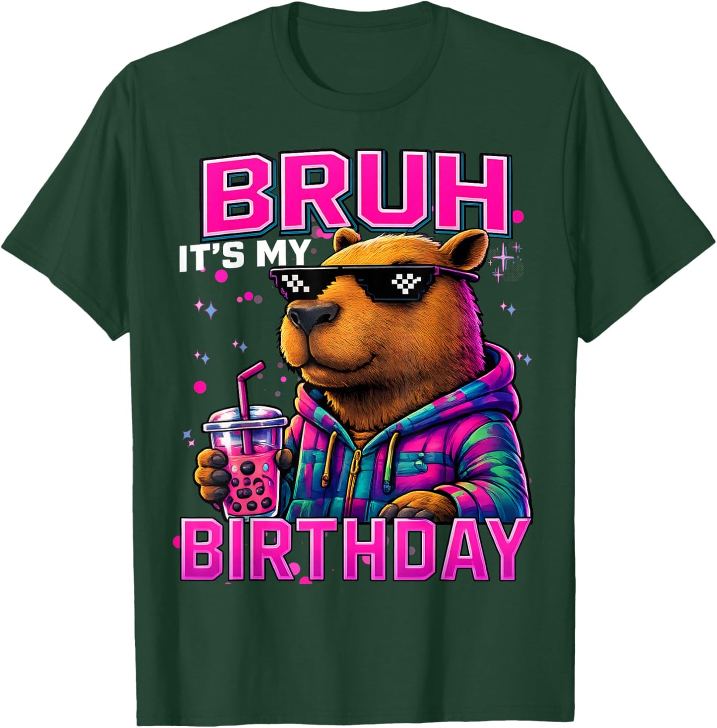 Its My Birthday Boy Funny Capybara Birthday Girl Gamer Party T-Shirt - T-Shirt | Forest