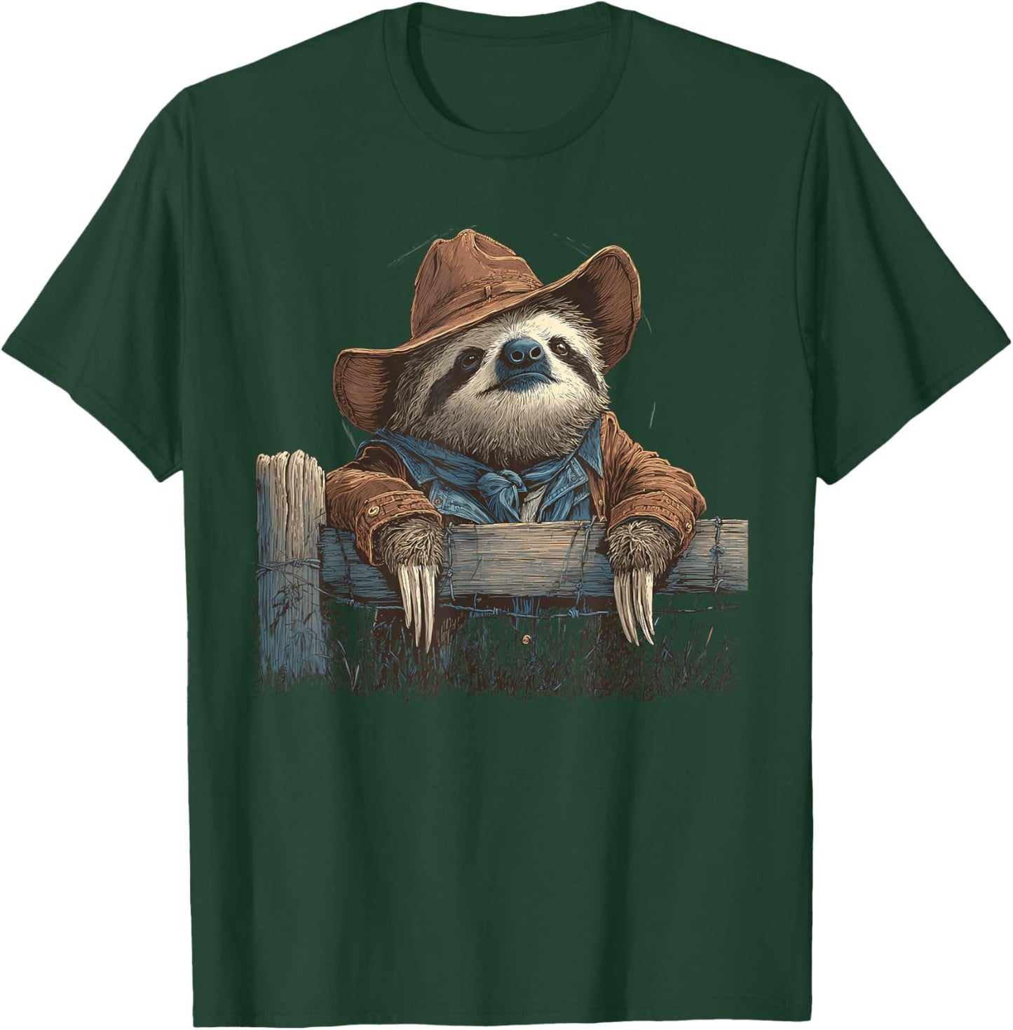 Sloth Cowboy Vintage Rodeo Cowgirl Western Country T-Shirt - T-Shirt | Forest