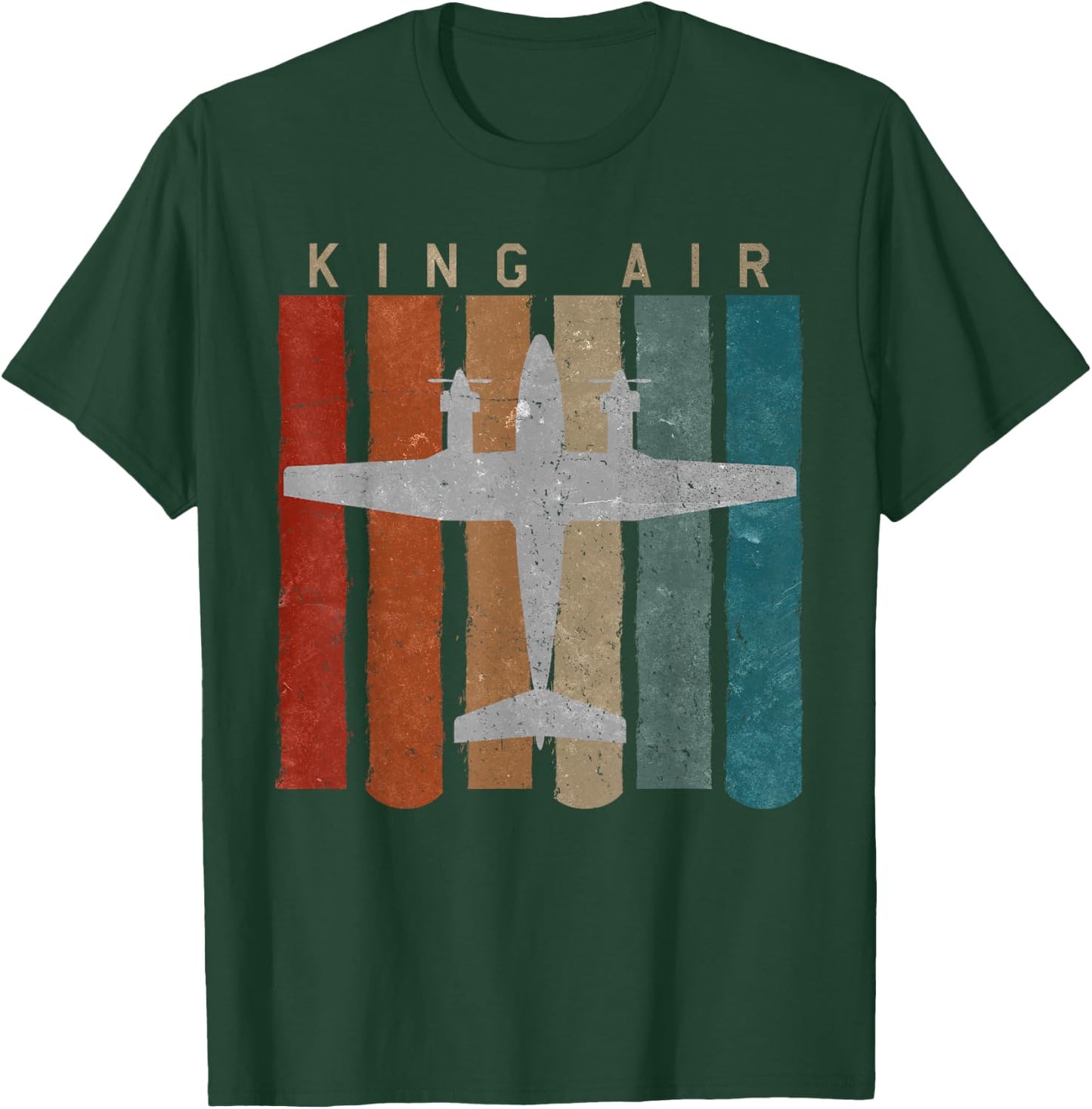 King Air Airplane Retro Vintage Airplane Pilot T-Shirt - T-Shirt | Forest