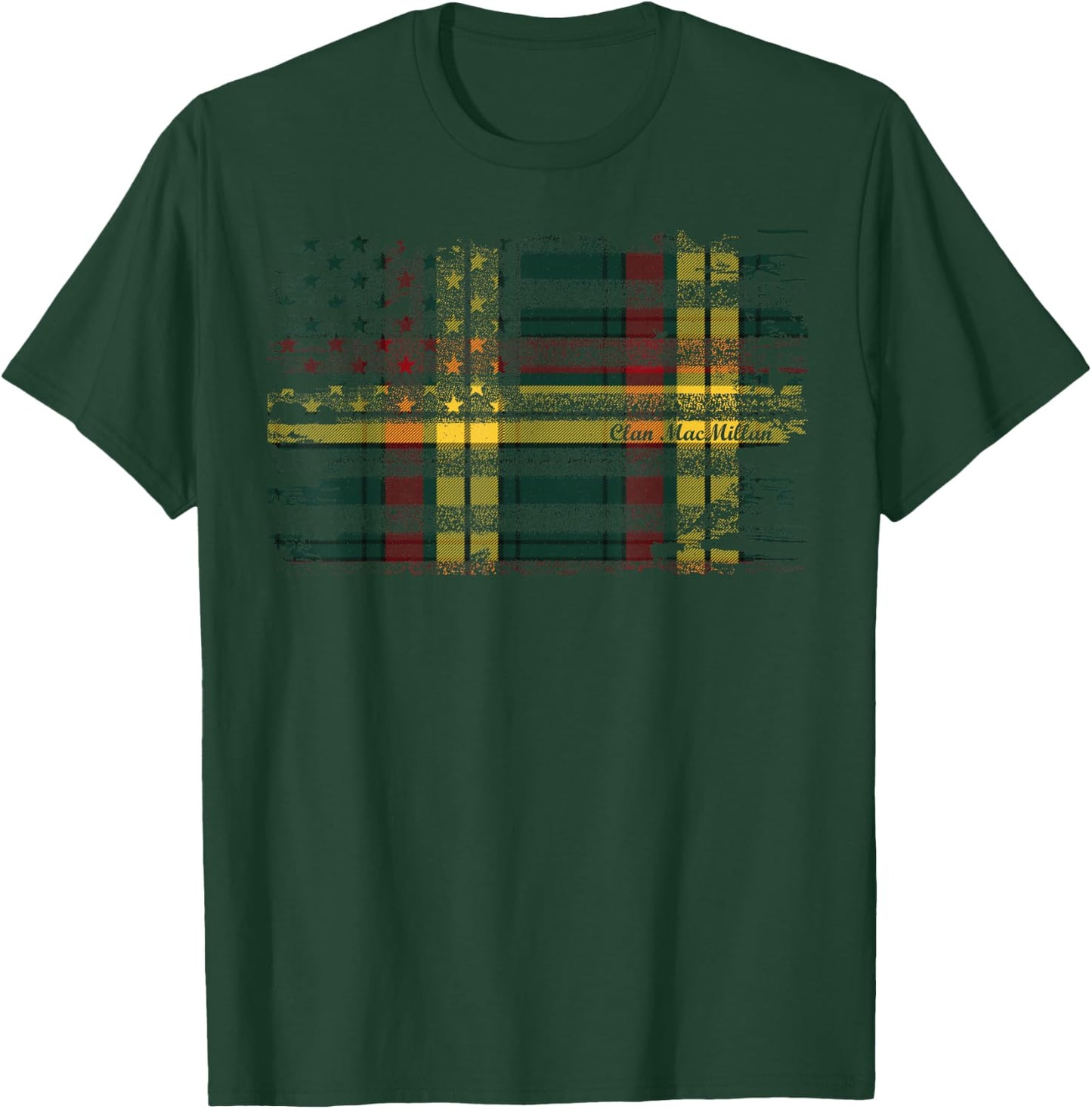 MacMillan surname american flag Scottish Clan tartan T-Shirt - T-Shirt | Forest
