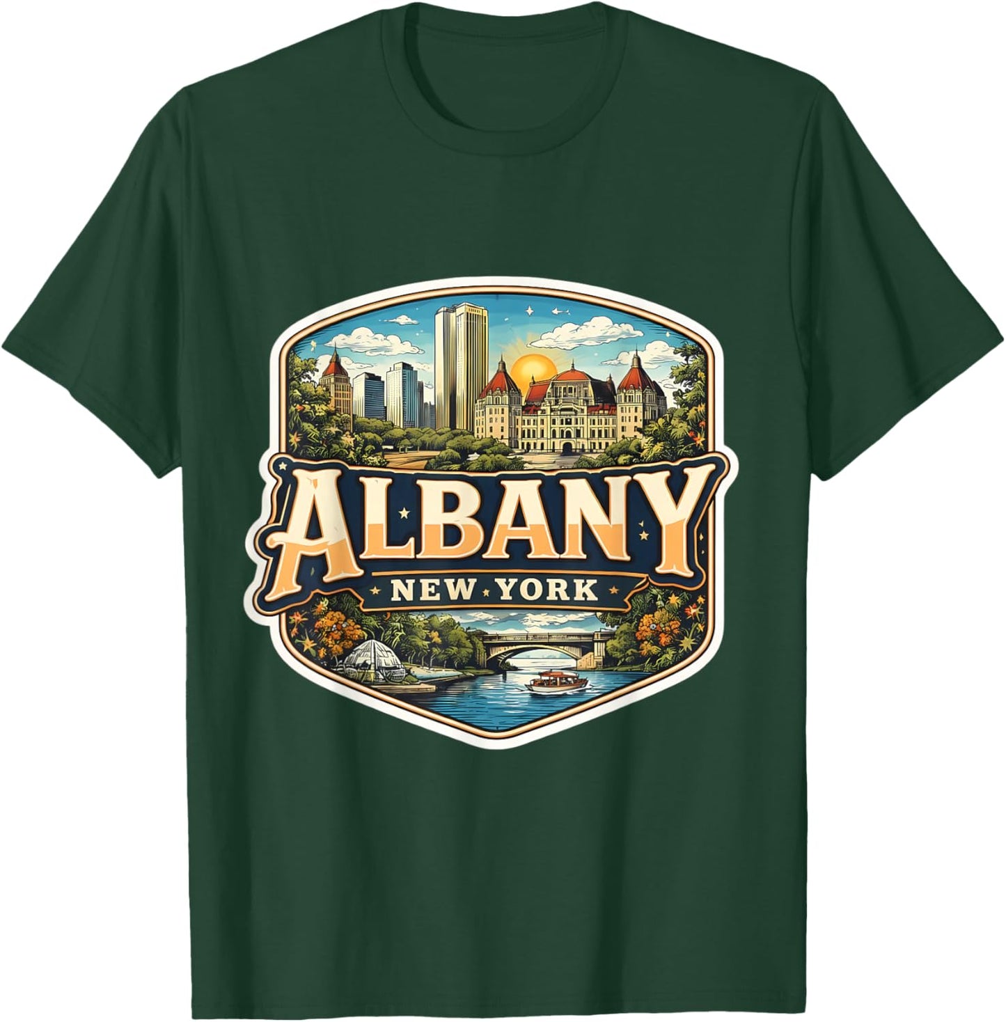 Albany New York Souvenir City State Capital Retro Vintage T-Shirt - T-Shirt | Forest