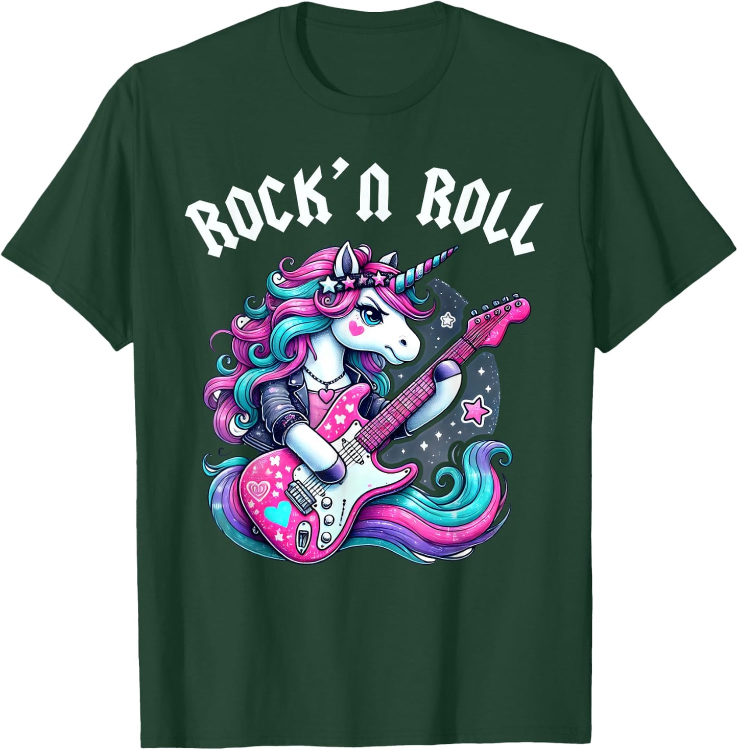 Rock'n Roll Unicorn, Rockstar Unicorn, Punk Goth Band Girls T-Shirt - T-Shirt | Forest