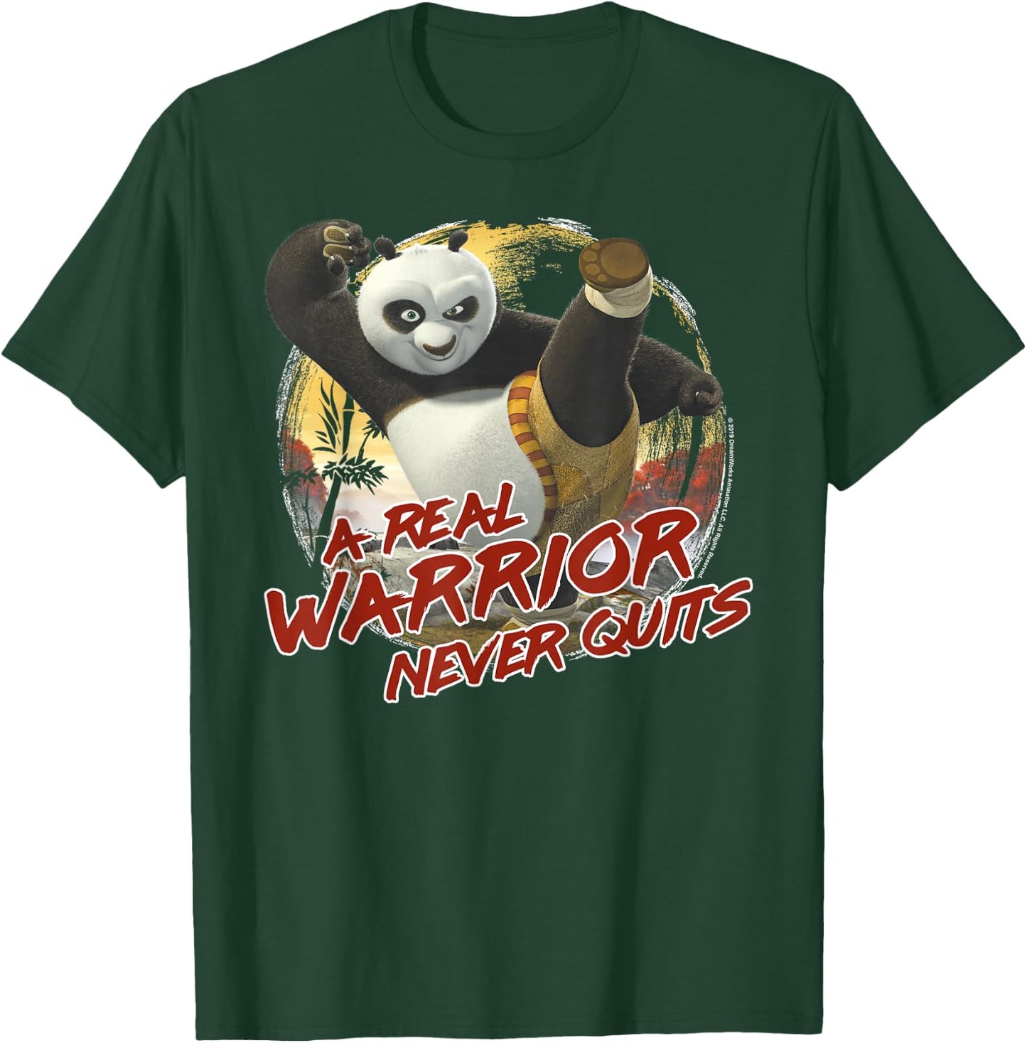 Kung Fu Panda 2 Po A Real Warrior Never Quits Action Pose T-Shirt - T-Shirt | Forest