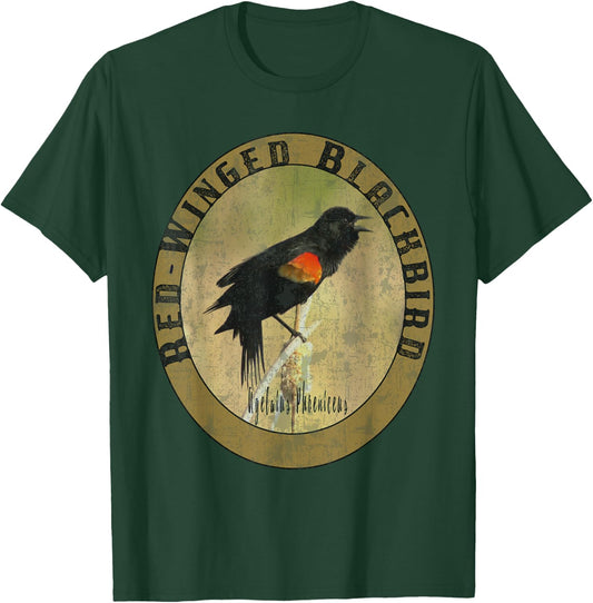 Birdwatcher Birder Nature Lover Gift Red Winged Blackbird T-Shirt - T-Shirt | Forest