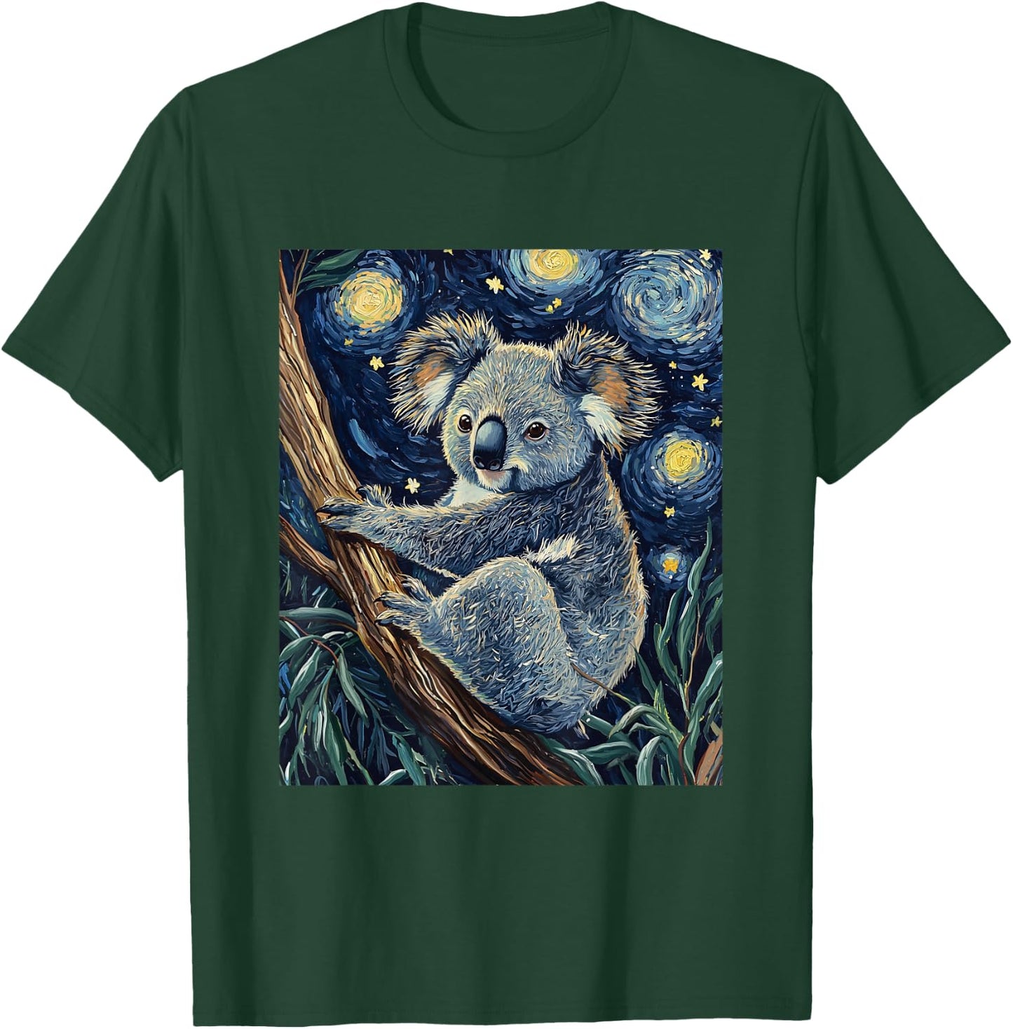 Cute Koala Bear - Van Gogh Style - Starry Night Graphic T-Shirt - T-Shirt | Forest