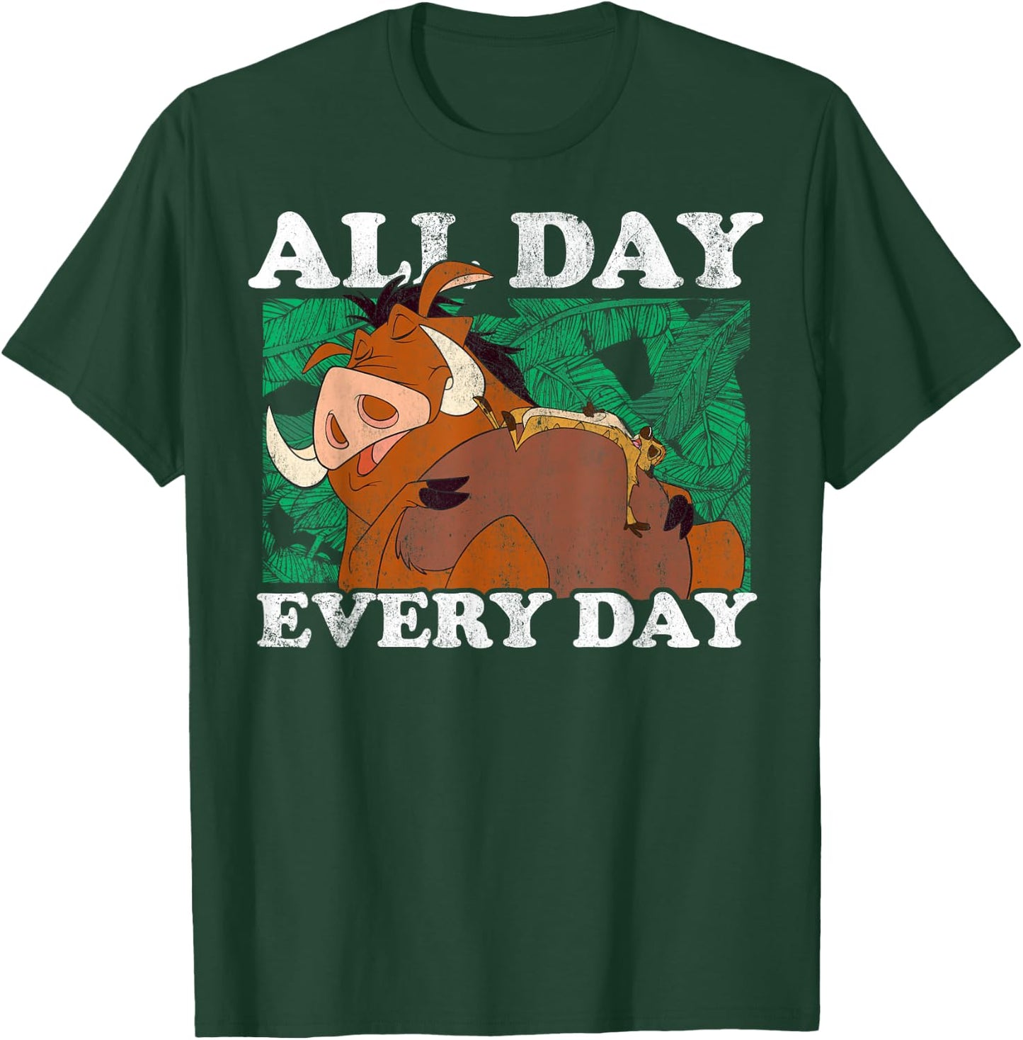 Disney The Lion King Timon & Pumbaa All Day Text Poster T-Shirt - T-Shirt | Forest