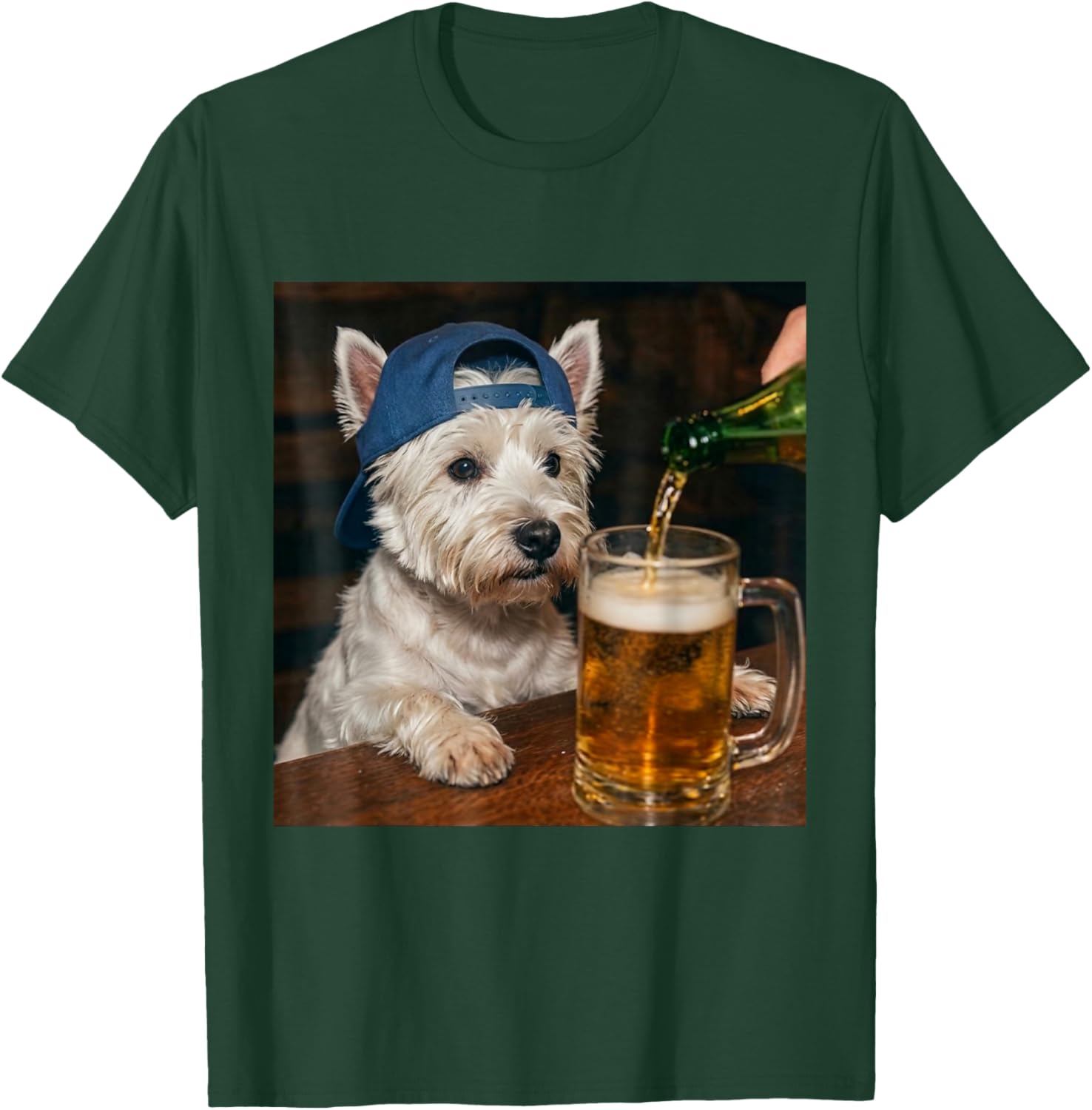 Westie Drinking Beer Funny Dog Meme T-Shirt - T-Shirt | Forest