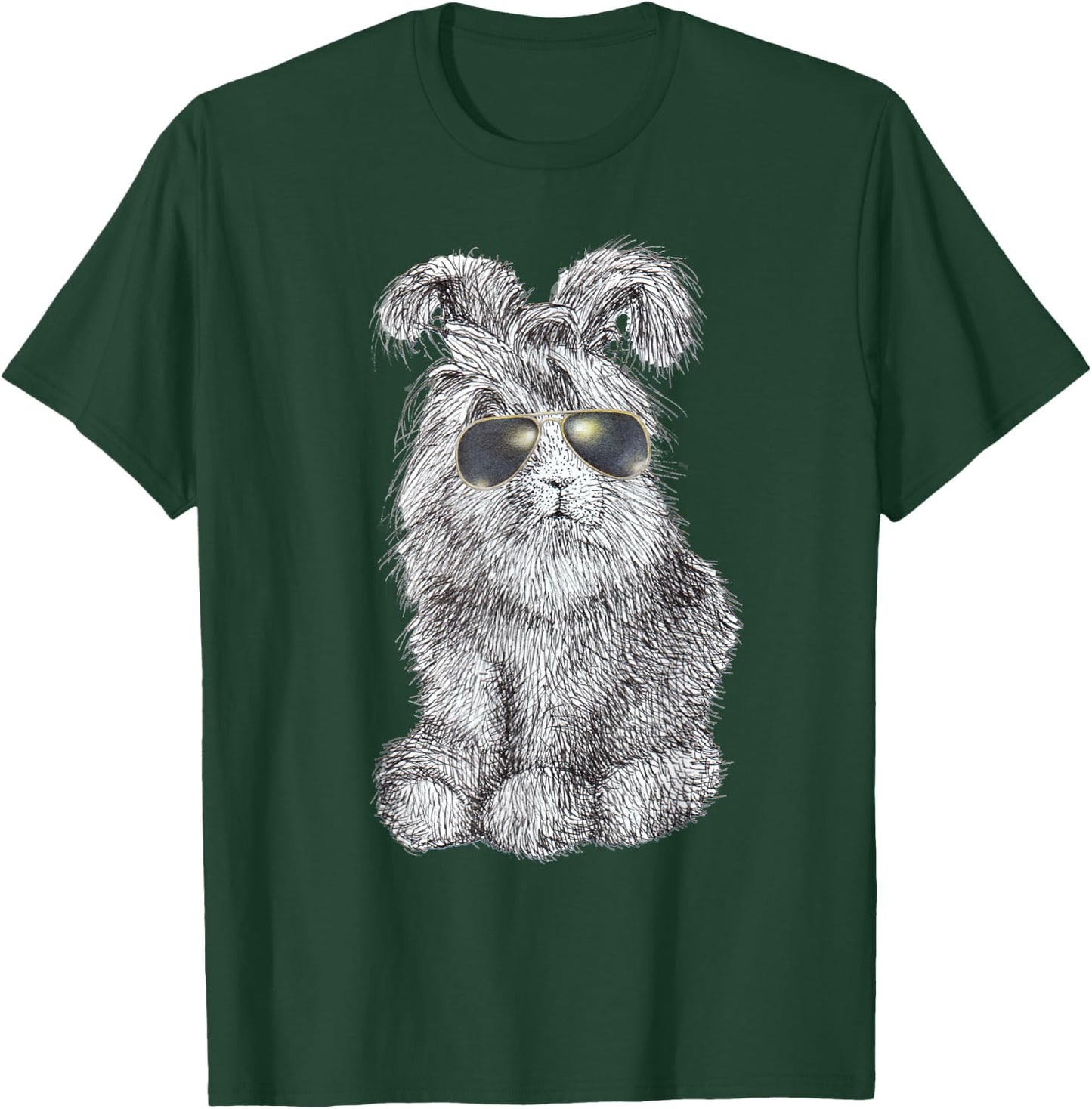 Angora Bunny Rabbit Police Sunglasses T-Shirt - T-Shirt | Forest