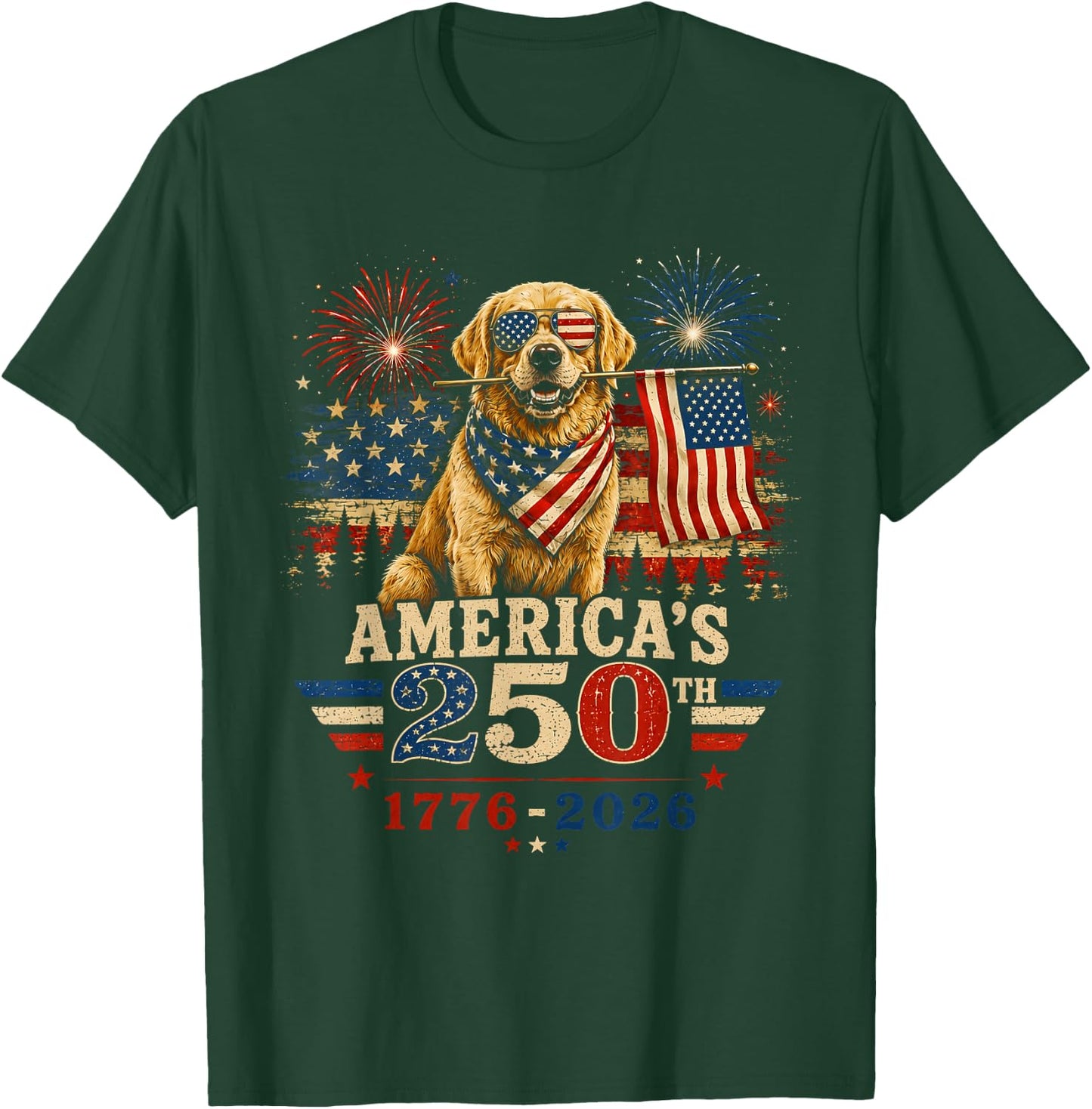 Labrador Retriever America's 250th Anniversary 1776 2026 T-Shirt - T-Shirt | Forest