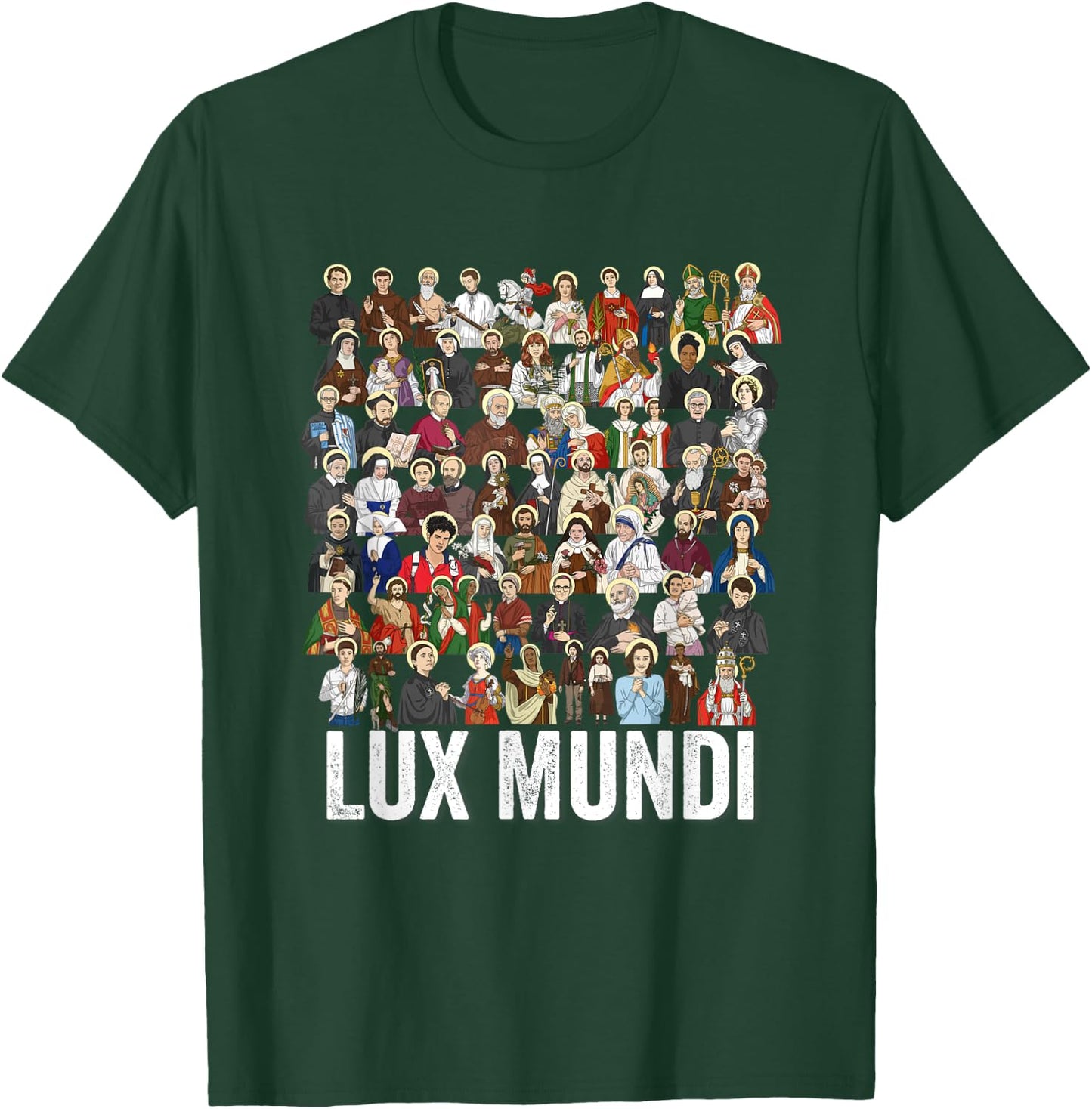 Catholic Patron Saints Latin Religious T-Shirt - T-Shirt | Forest