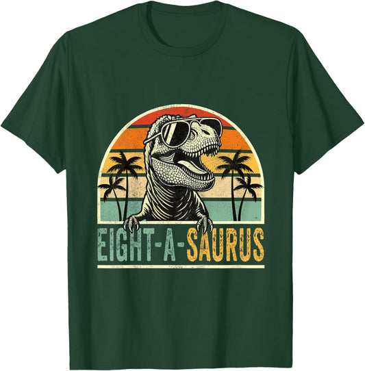 8 Year Old Dinosaur Birthday 8th T Rex Dino Eight A Saurus T-Shirt - T-Shirt | Forest