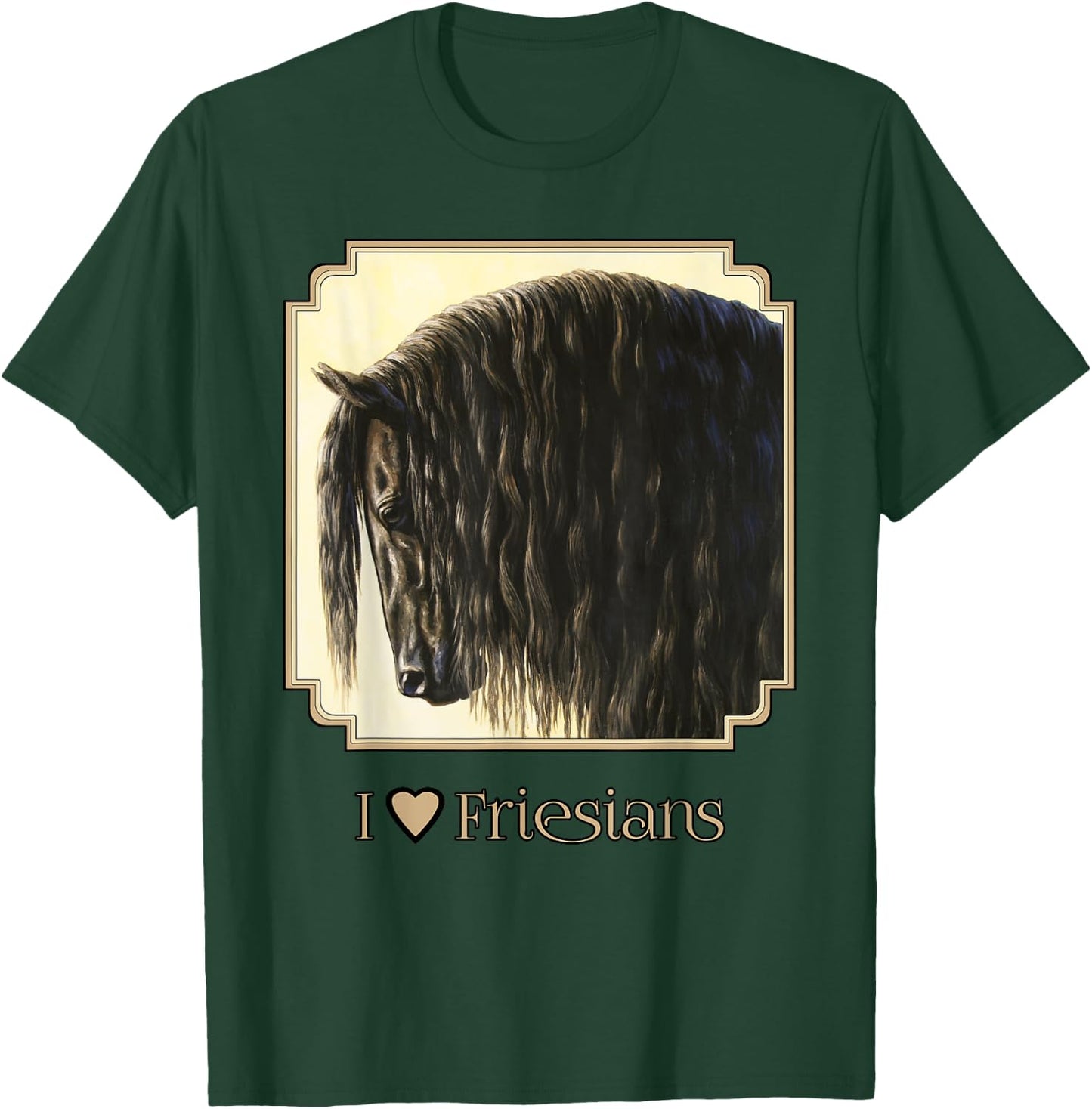 I Heart (Love) Friesians Beautiful Black Draft Horse T-Shirt - T-Shirt | Forest