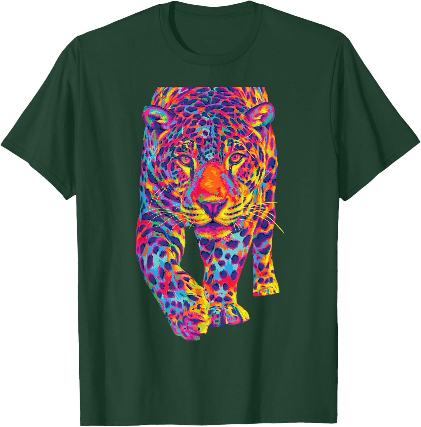 Rainbow Jaguar Abstract Colorful Cat Lover T-Shirt - T-Shirt | Forest