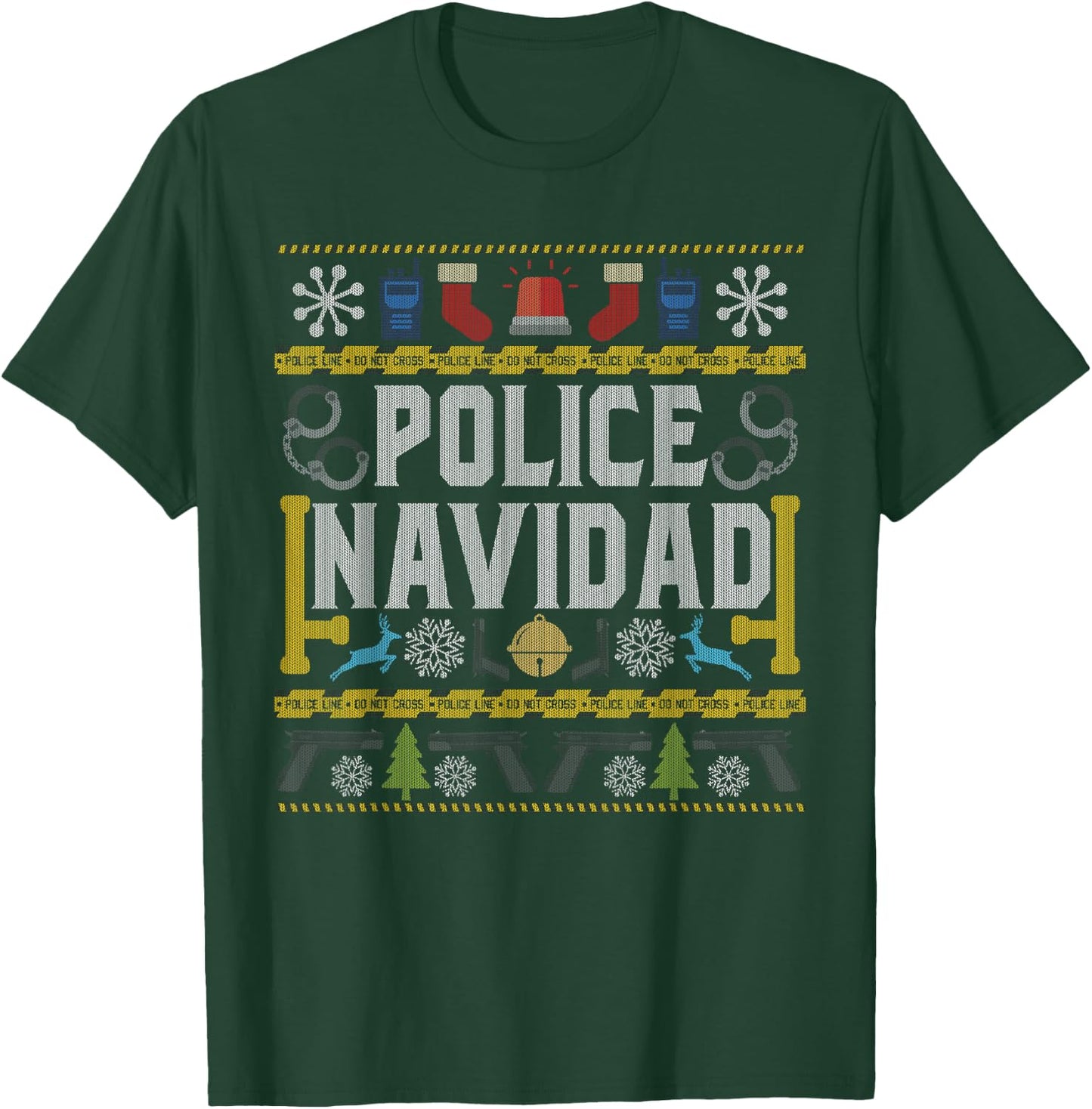 Ugly Sweater Police Navidad Christmas Novelty T-Shirt - T-Shirt | Forest