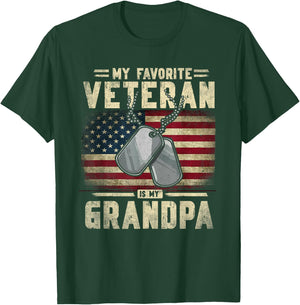 Father's Day Veteran Day My Favorite Veteran is My Grandpa T-Shirt - T-Shirt | Forest