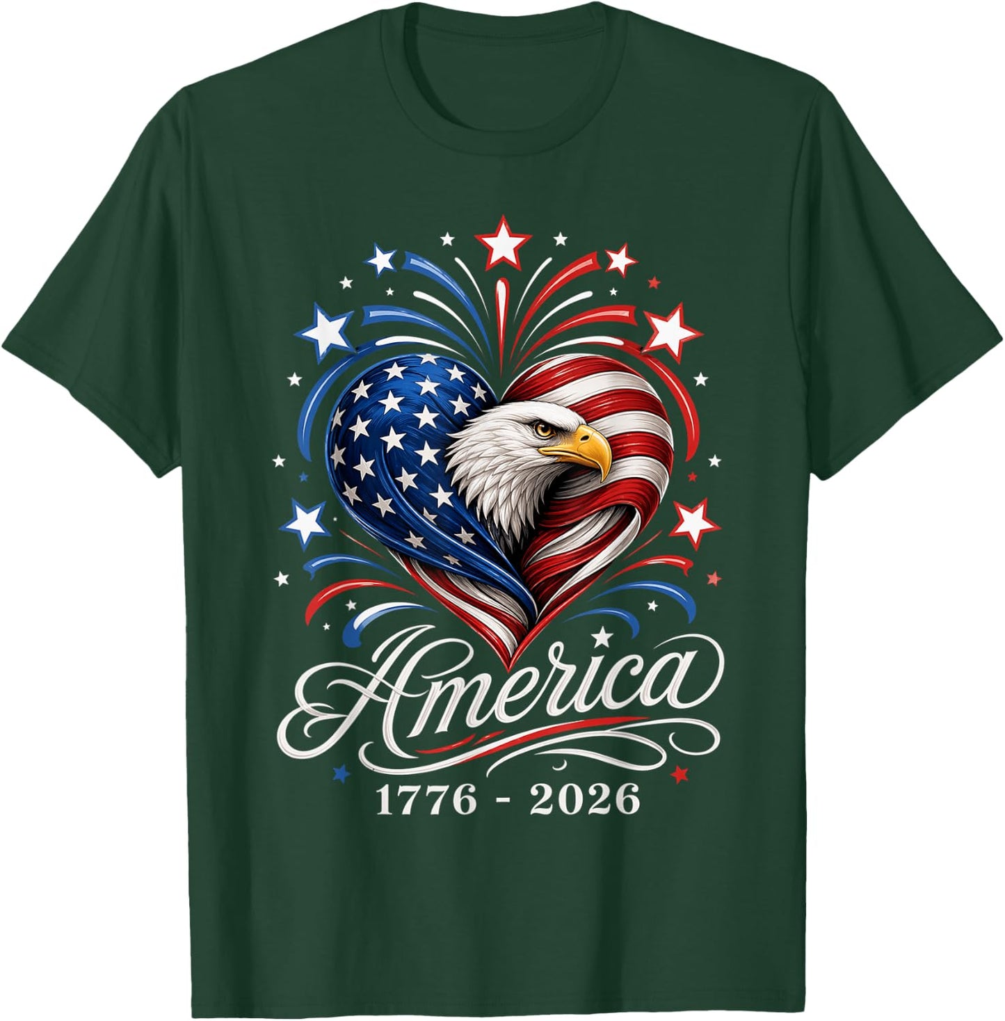 America US Flag 250 1776 2026 250th Anniversary 4th of July T-Shirt - T-Shirt | Forest