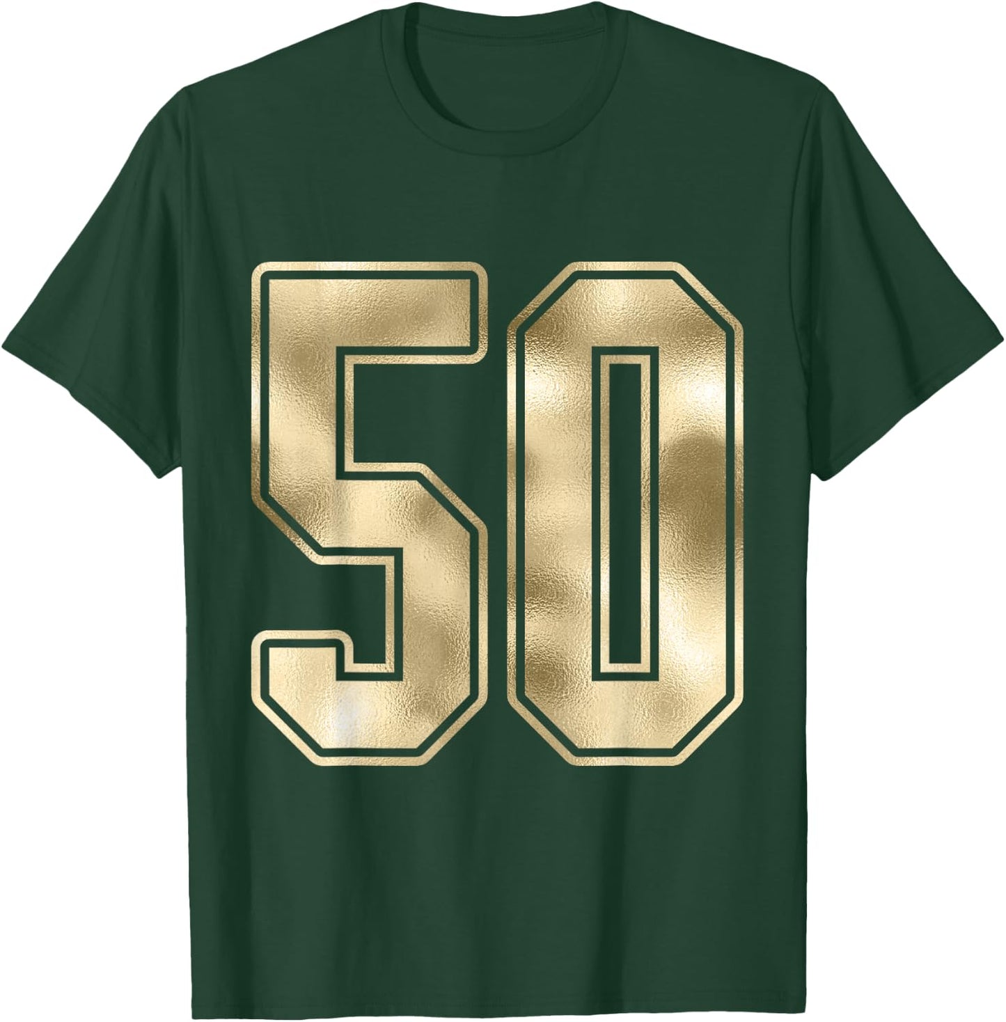 #50 Outline Number 50 Sports Fan Jersey Style T-Shirt - T-Shirt | Forest